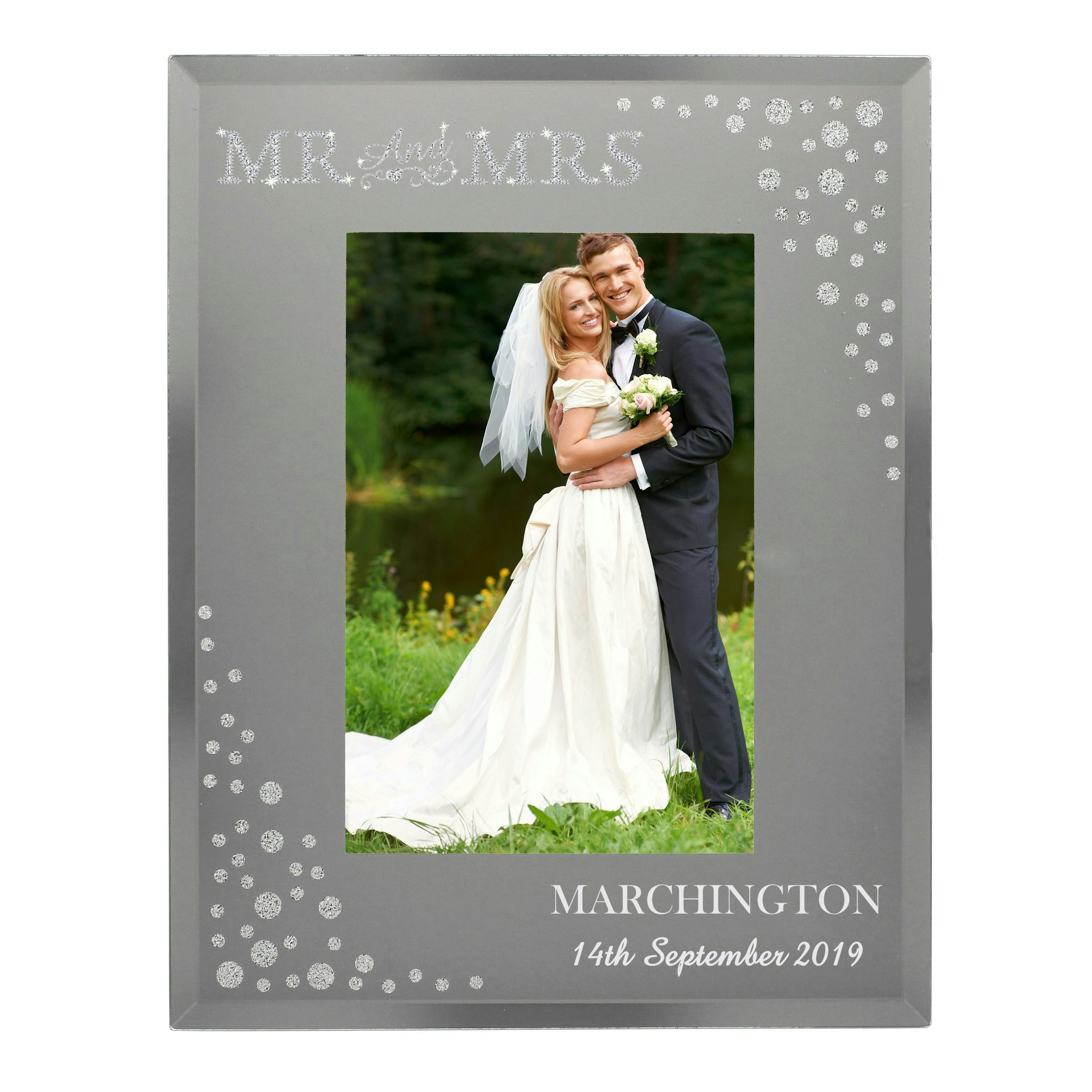 Rackhams Personalised Mr And Mrs 6X4 Diamante Glass Photo Frame