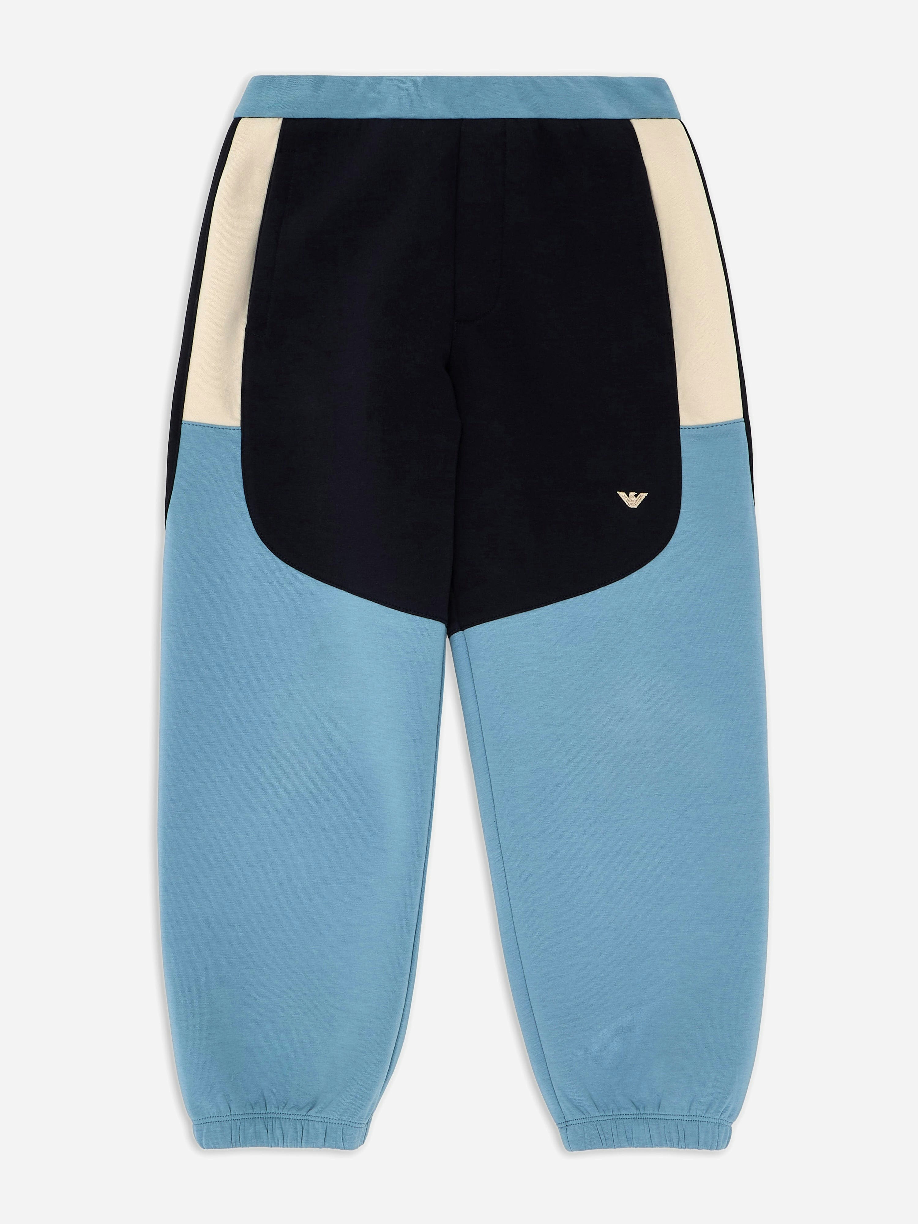 Emporio Armani Boys Blue Colourblock Joggers In - 12 Yrs