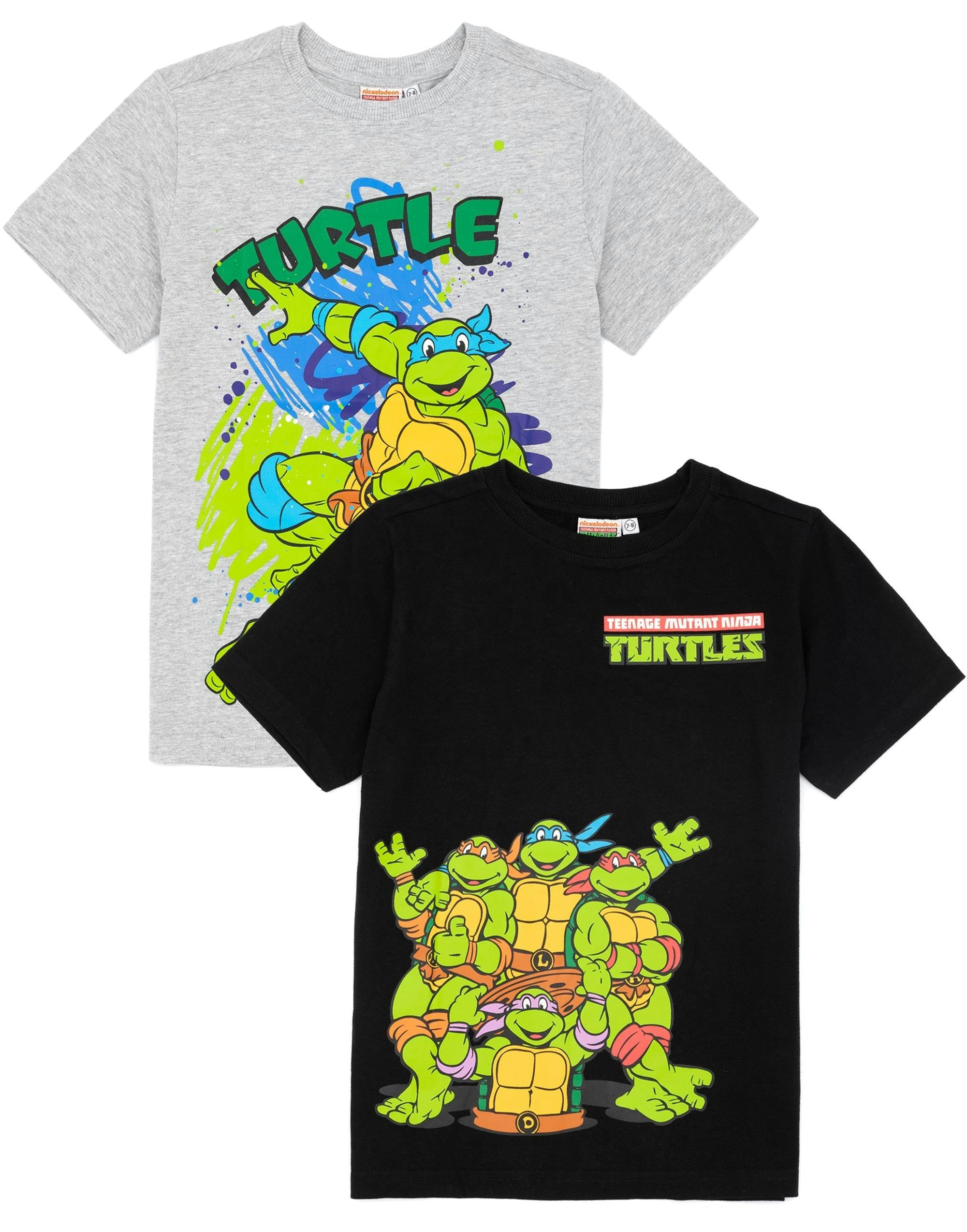 Vanilla Underground Boys Black/Grey Teenage Mutant Ninja Turtles Multicoloured Multi Character Multi-Pack Of 2 Short-Sleeved T-Shirts - 9-10 Years