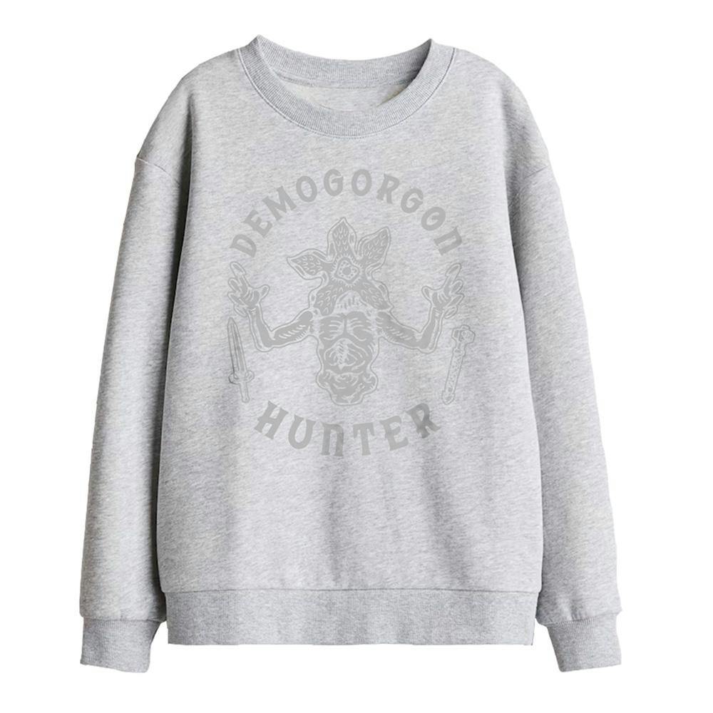 Stranger Things Kids Demogorgon Hunter Sweatshirt - Athletic Heather - 9-11 Years - Athletic Heather - 50% Cotton/50% Polyester