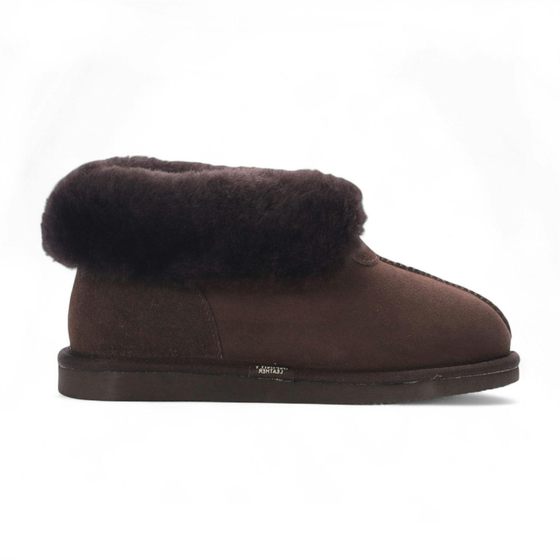 Infinity Leather Women's Brown Sheepskin Suede Ankle Slip-On Bootie Winter - Glacier - Uk 5 | Eu 38 | Us 7