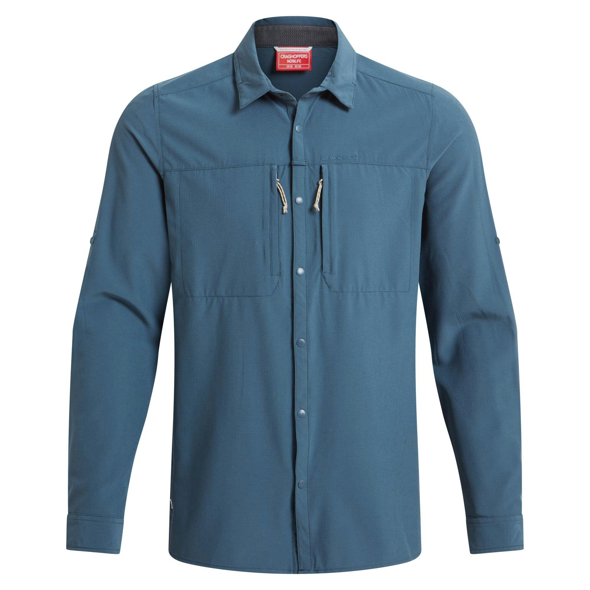 Craghoppers Men's Blue Nosilife Long-Sleeved Shirt - Stone - S - Stone - 91% Recycled Polyester/9% Elastane