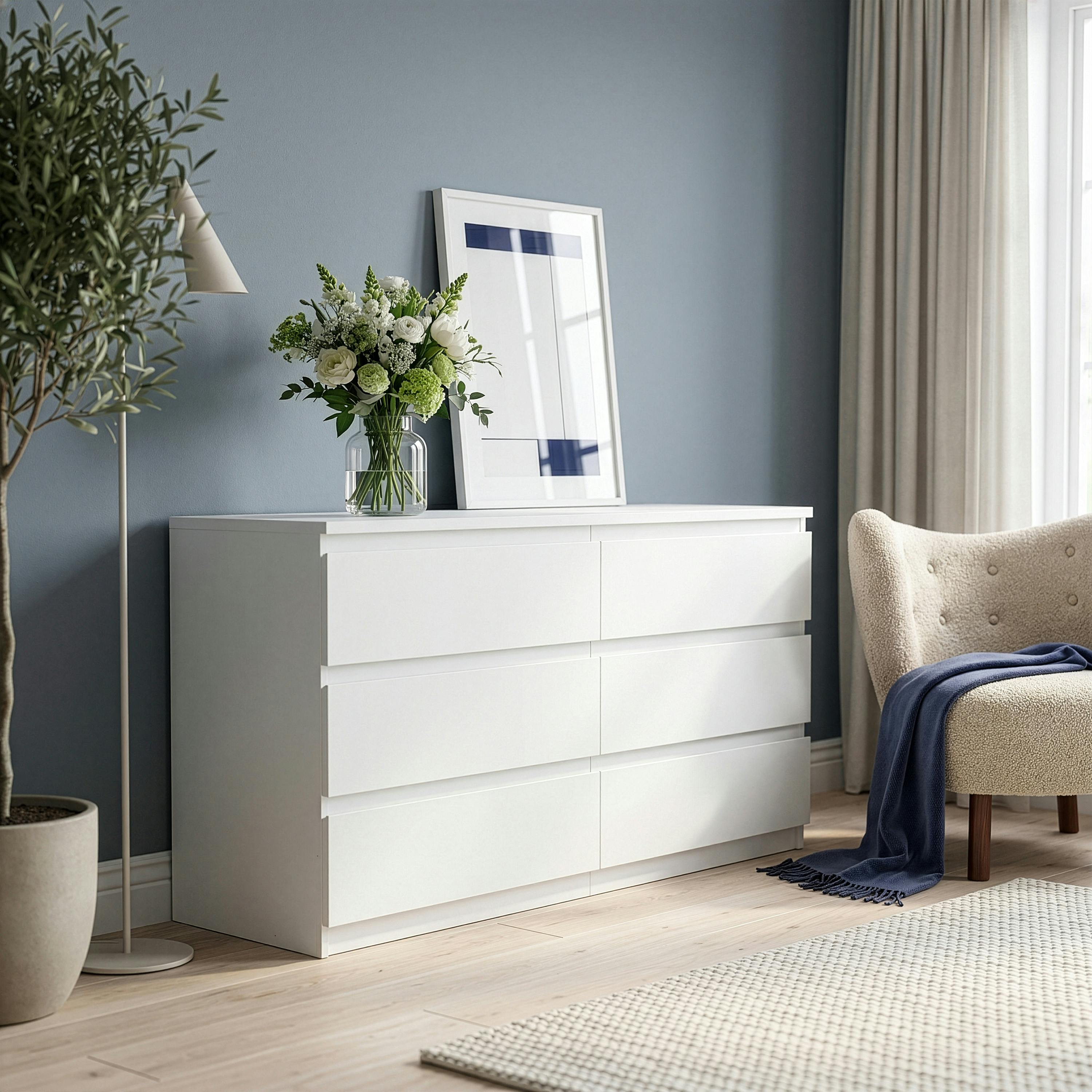 Furniture To Go White Edmore 6 Drawer Wide Chest In - Standard - Manufactured Wood