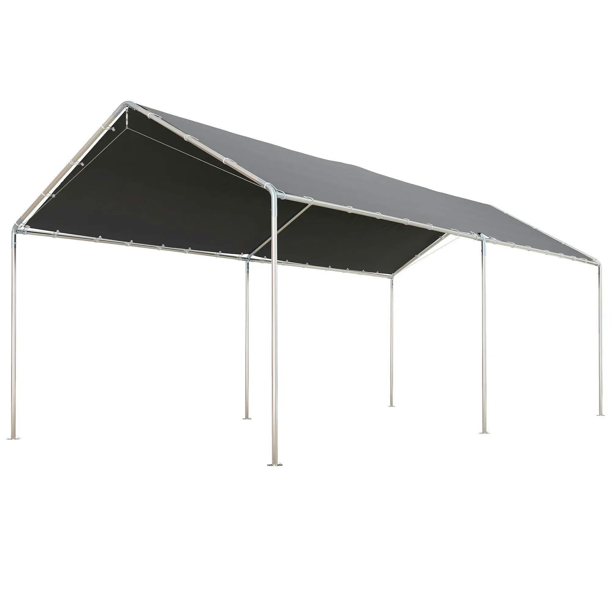 Outsunny 3 x 6m Heavy Duty Carport - Steel - Grey - Image 6