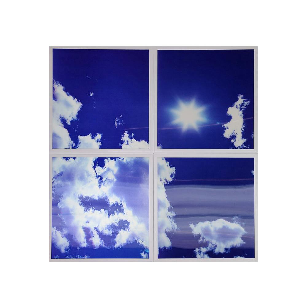 Ener-J Light Set Of 4 Sky Cloud Led Panels, Colour Changing And Dimmable, 60X60cm 40W 3D Effect, Ceiling With Remote, 2200 Lumens