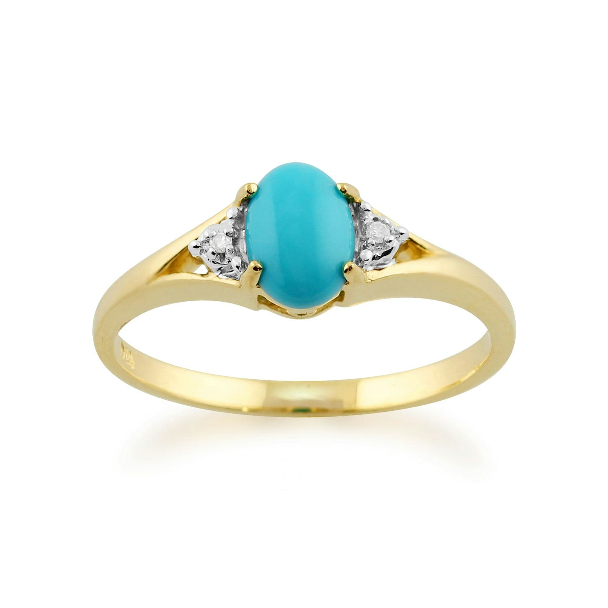 Gemondo Turquoise/Yellow/Gold Classic Oval & Diamond Ring In 9Ct - P
