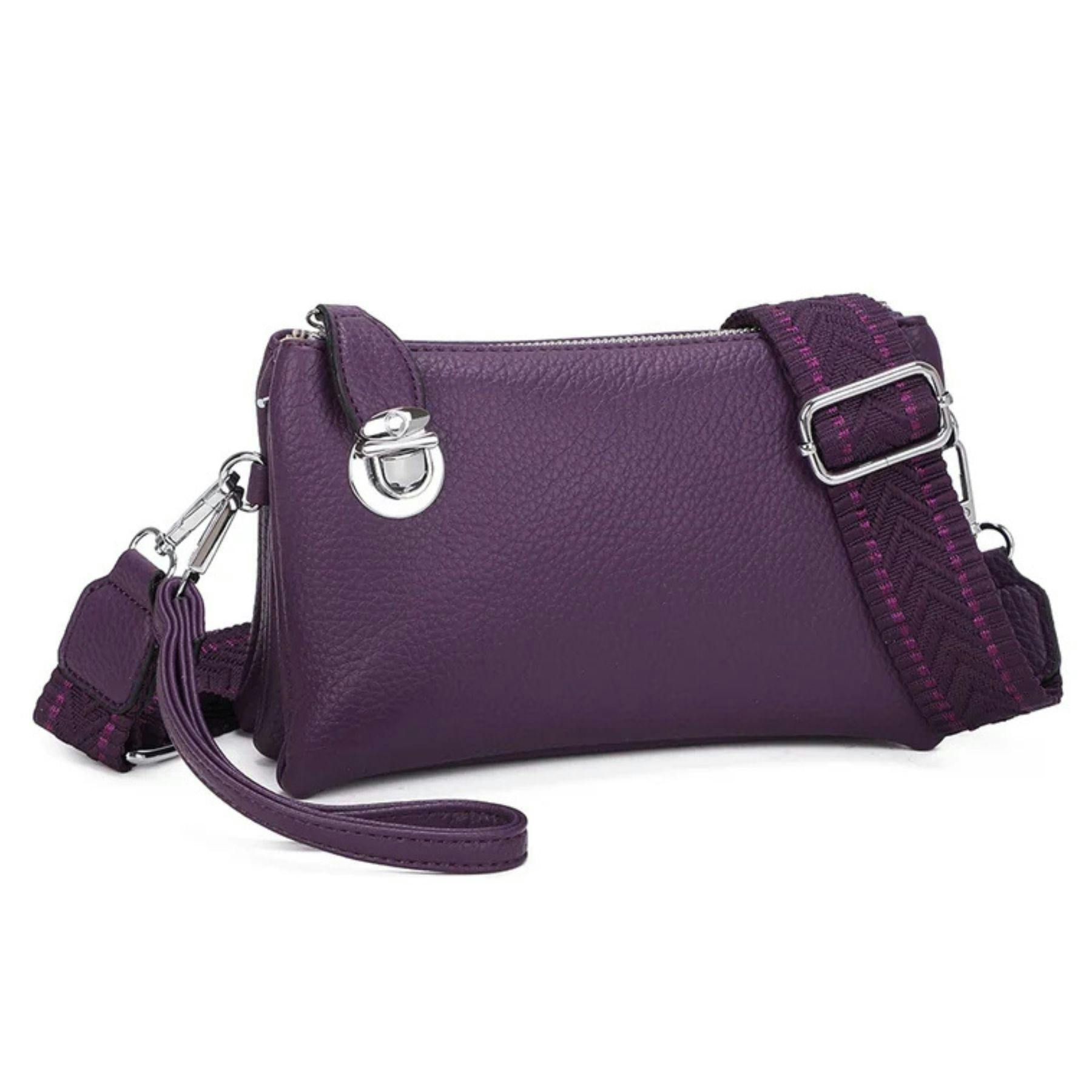 Love Emvy Purple Embolden Collection Faux Leather Crossbody Bag With Wrist Strap