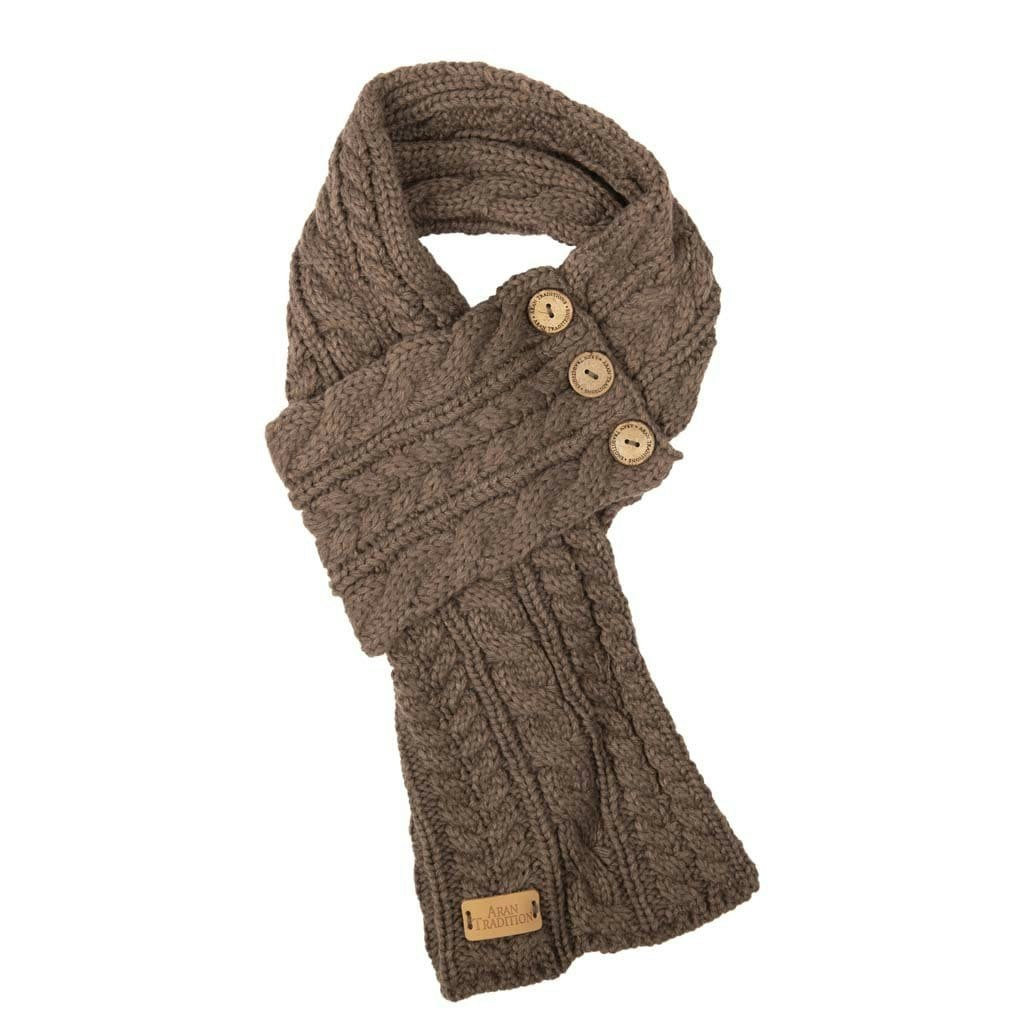 Aran Traditions Aran Cable Button Wrap Scarf - Mushroom