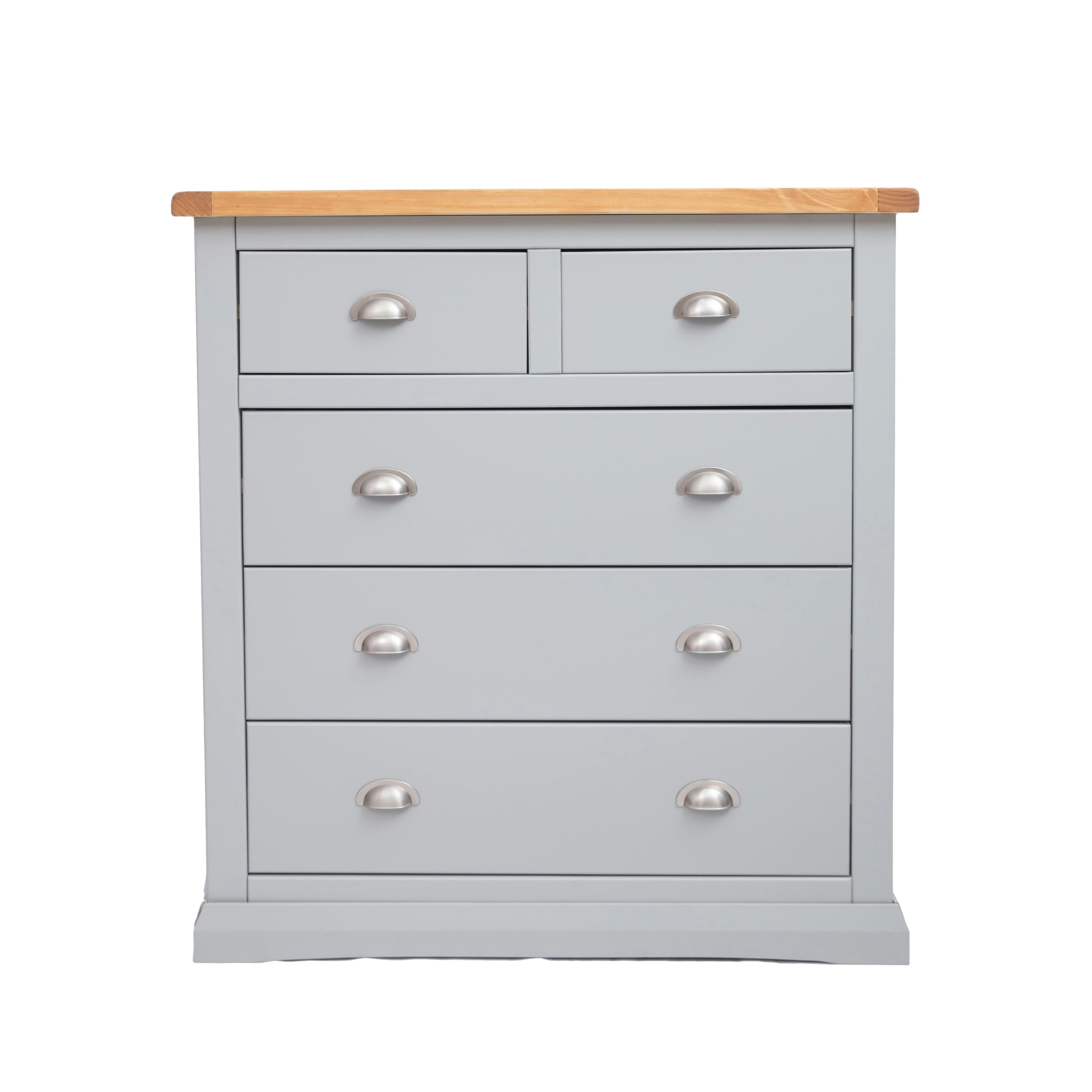 Cabinet Bits Light/Grey Loreo 5 Drawer Chest Of Drawers Chrome Cup Handle