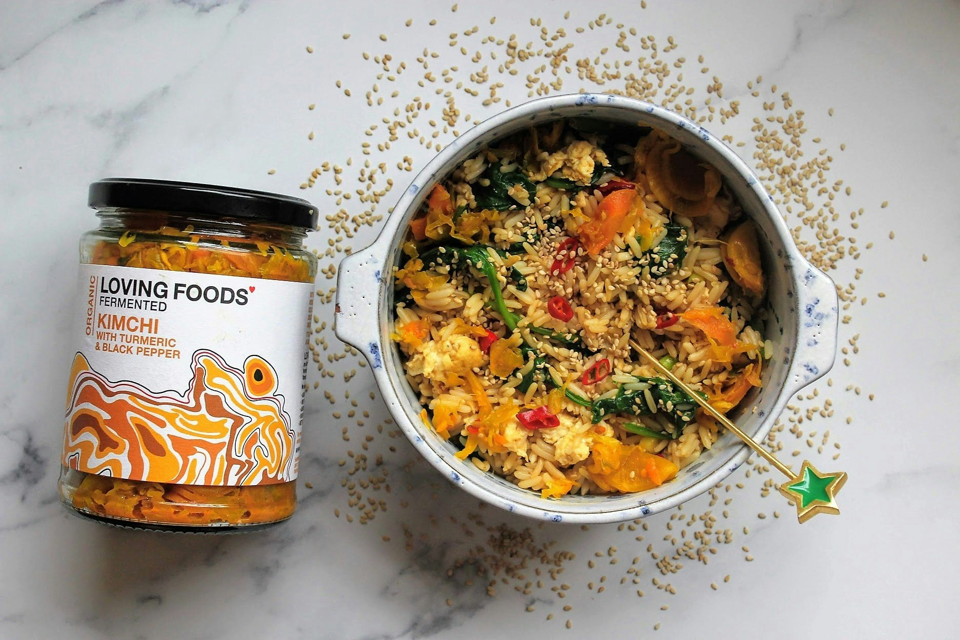 Loving Foods Black Organic Kimchi - Turmeric & Pepper - 6 X 475G