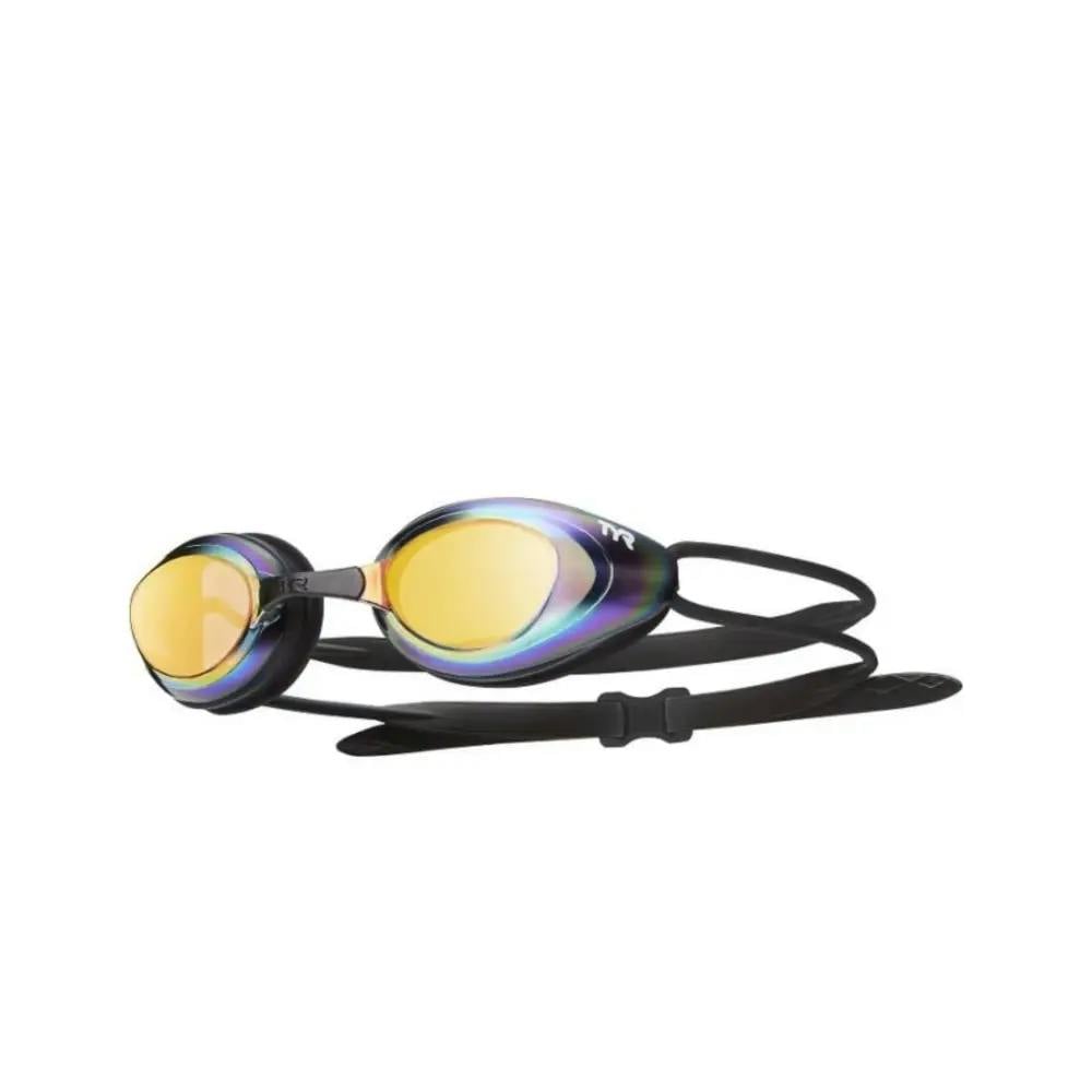 Tyr Black/Gold Hawk Racing Mirrored Swim Goggle - Gold/Rainbow