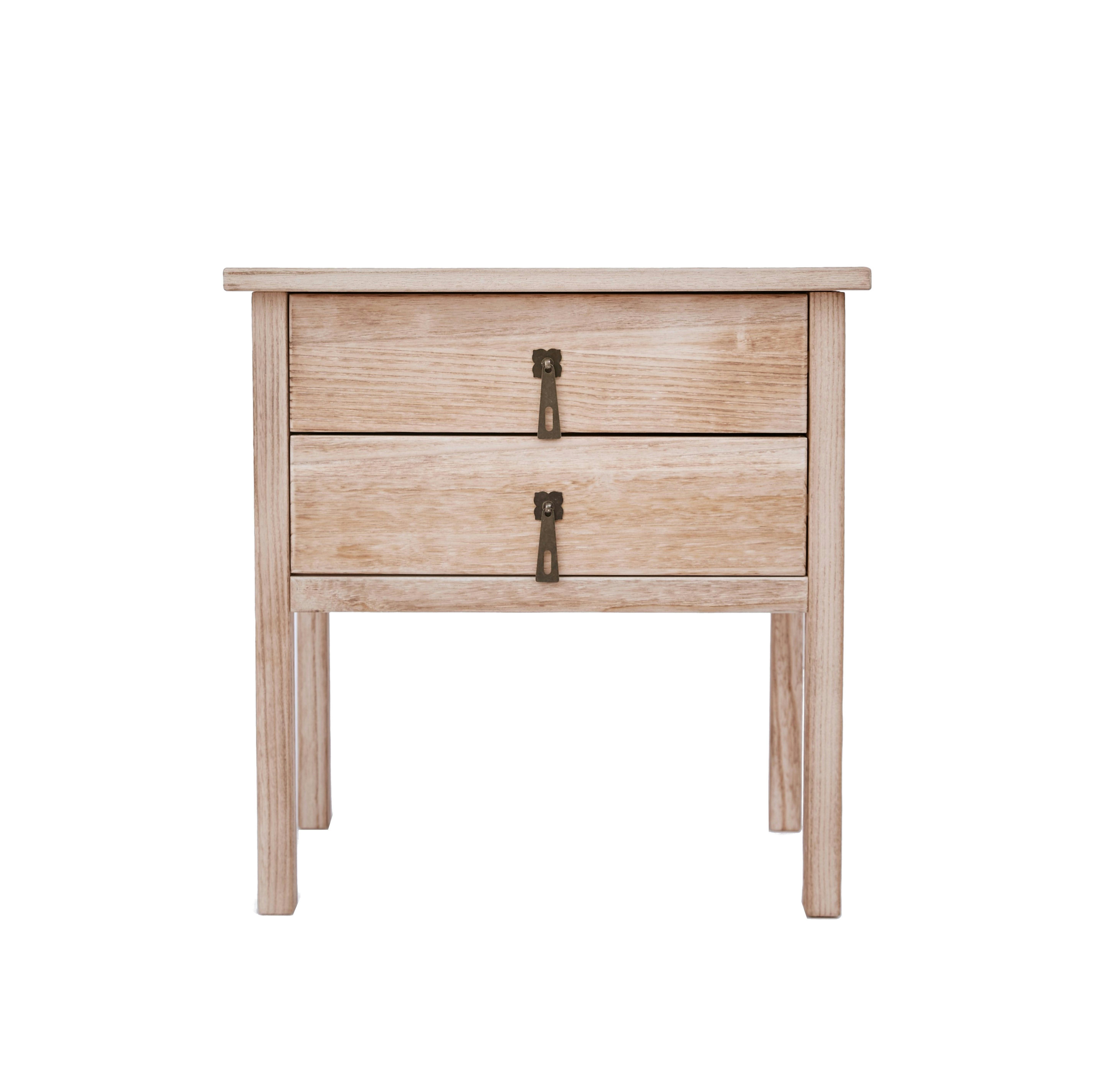Rackhams Portofino 2 Drawer Bedside Table Drop Handle - Natural
