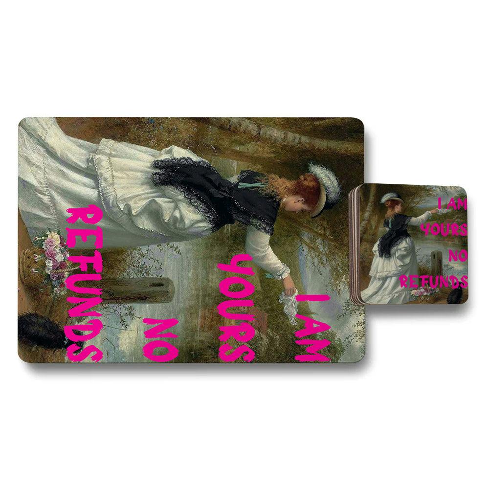 Benjamin Tate Design Set Of 12 Placemats And Coasters With Designer Artwork And Wood Bottom