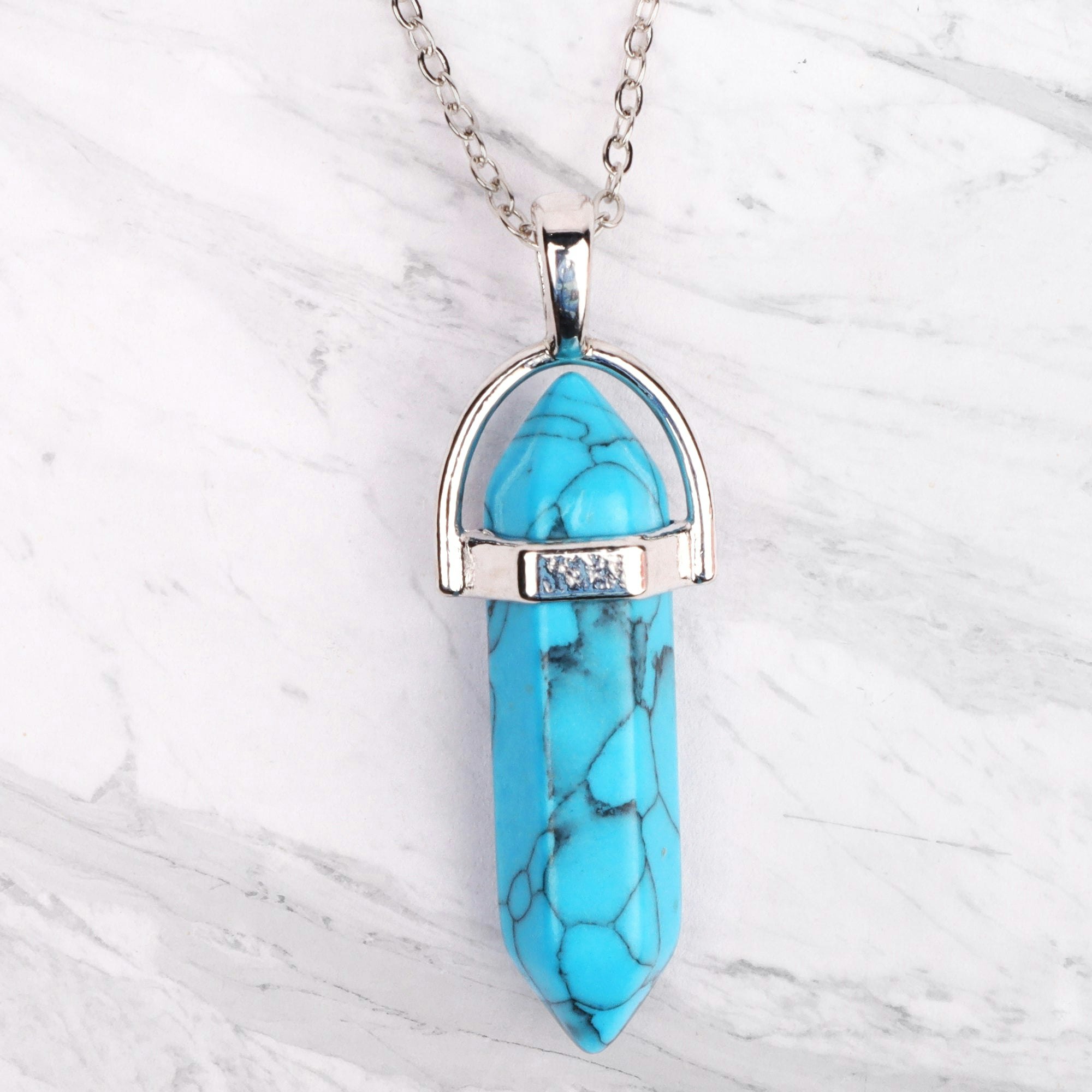 Myga Silver/Blue/Turquoise Plated Crystal Pendant