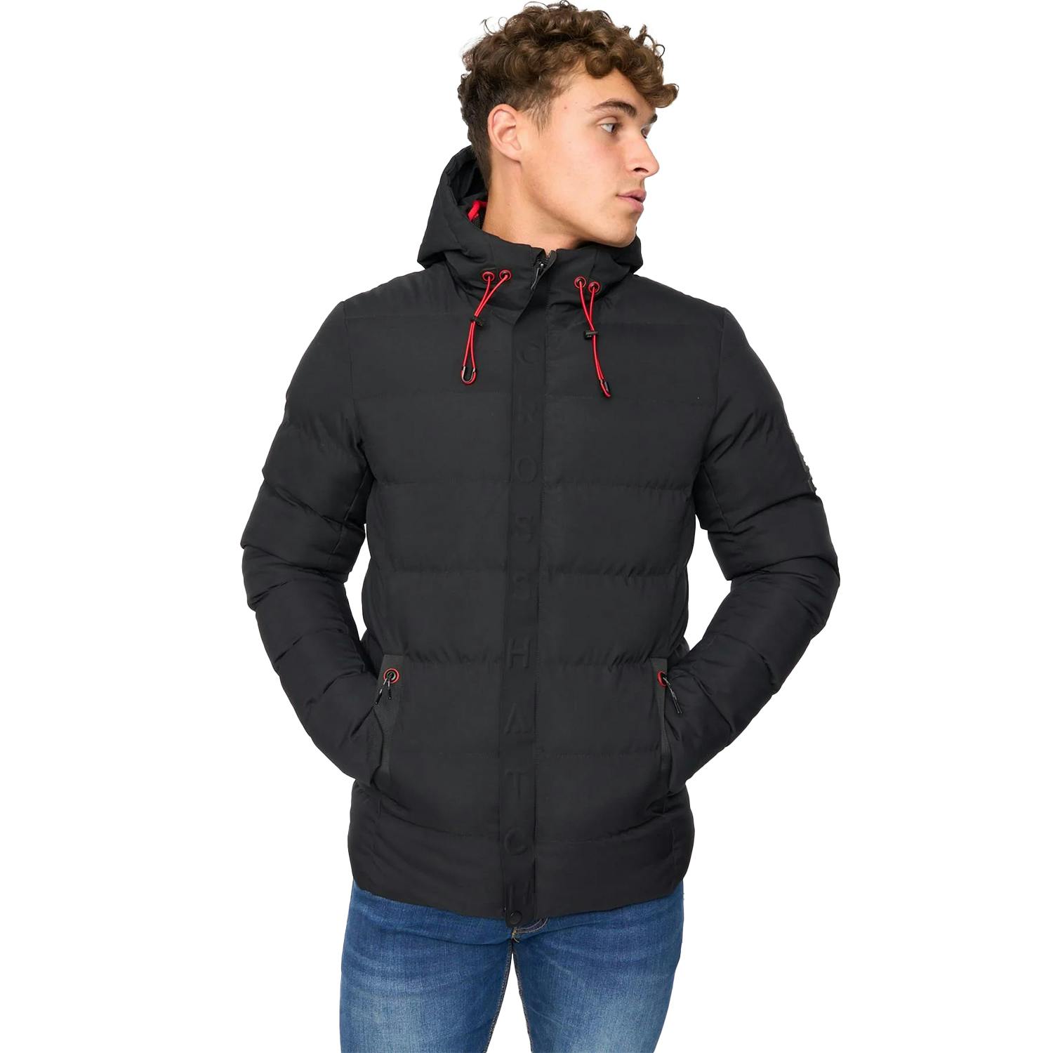 Crosshatch Men's Black Kampleys Embossed Padded Jacket - Xxl - 100% Polyester