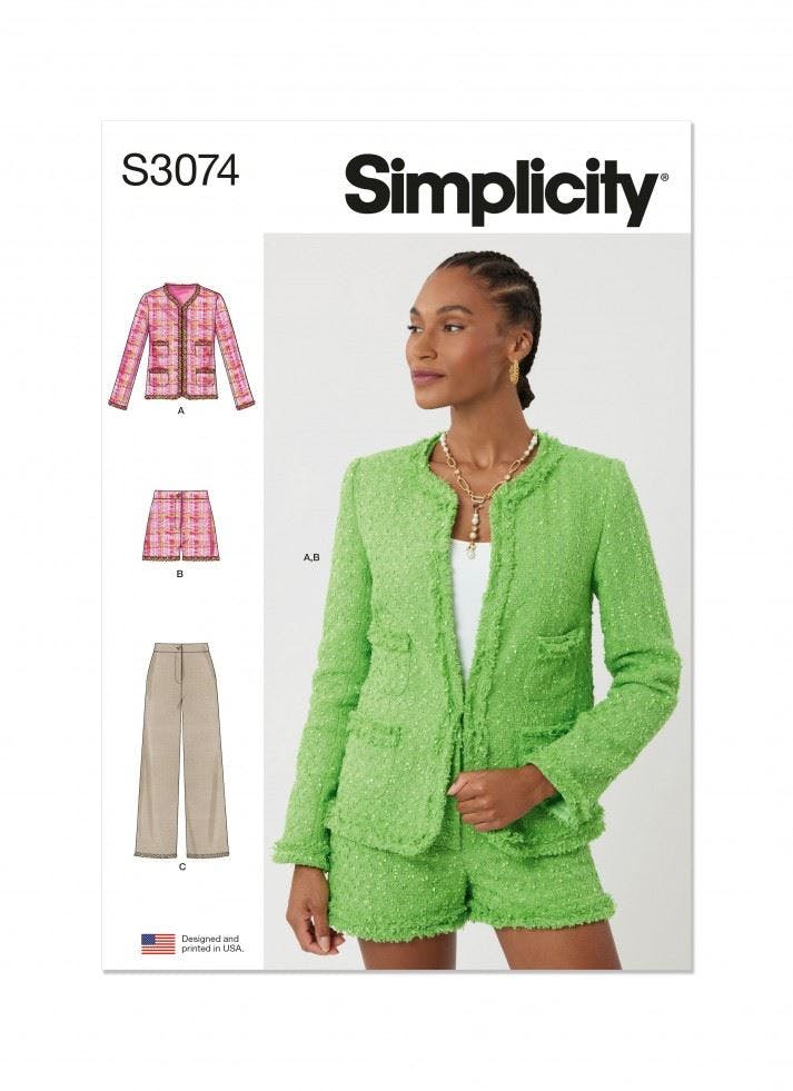 Simplicity Women's Sewing Pattern 3074, Jackets, Trousers, Shorts, Suits For K5 (8-10-12-14-16) - Intermediate - K5 (8-10-12-14-16)