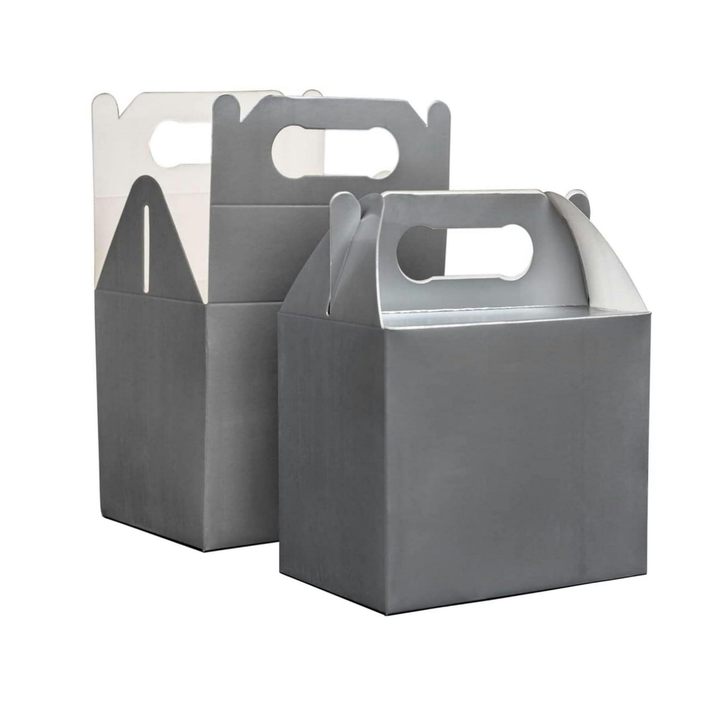 Shatchi Silver Cardboard Party Food Boxes In 10, 20 Or 30 Pack Sizes For Cakes, Snacks And Treats - 9817-Party-Box-10Pcs-981700