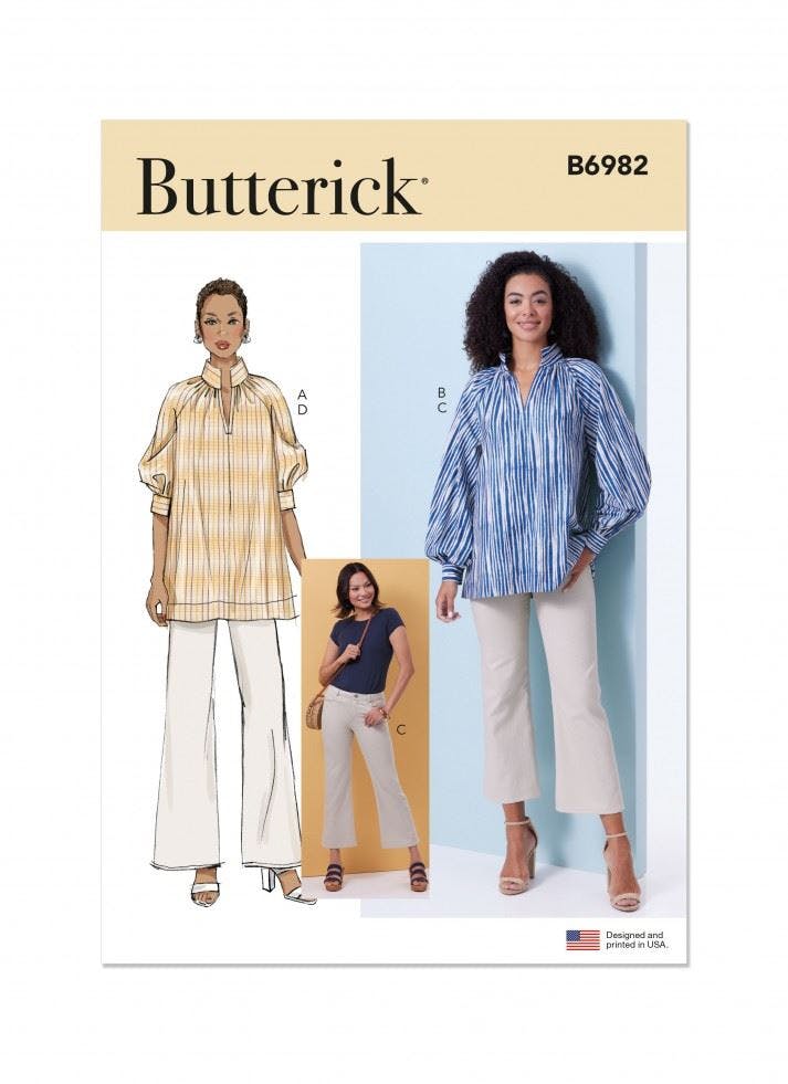 Butterick Women's Sewing Pattern 6982, Tops, Tunics, Trousers For B5 (8-10-12-14-16) - Intermediate - Y5 (18-20-22-24-26)