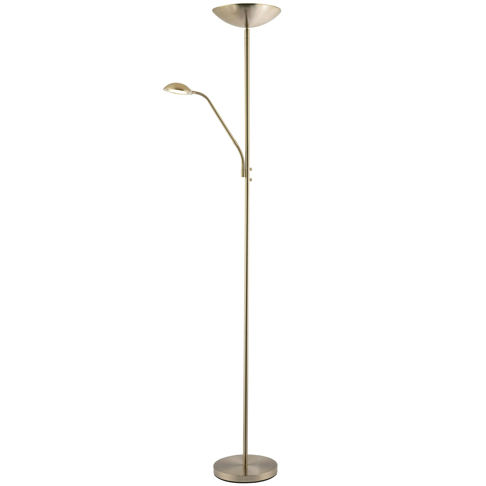 Rackhams Light Sleek Led Mother And Child Floor Lamp In Satin Nickel With Memory Dimmer Buttons 180Cm