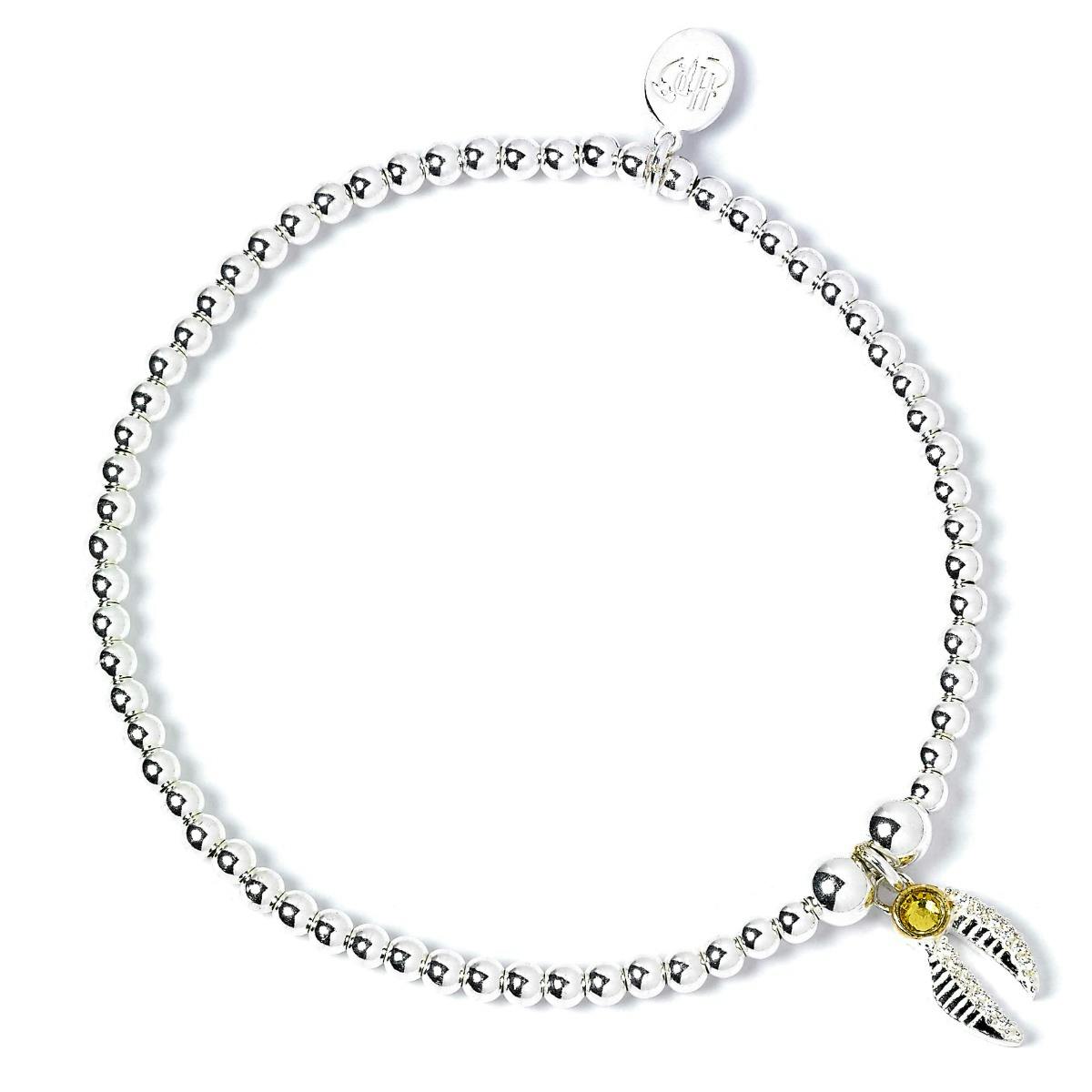 The Carat Shop Silver/Golden Harry Potter Sterling Snitch Ball Bead Bracelet With Crystals