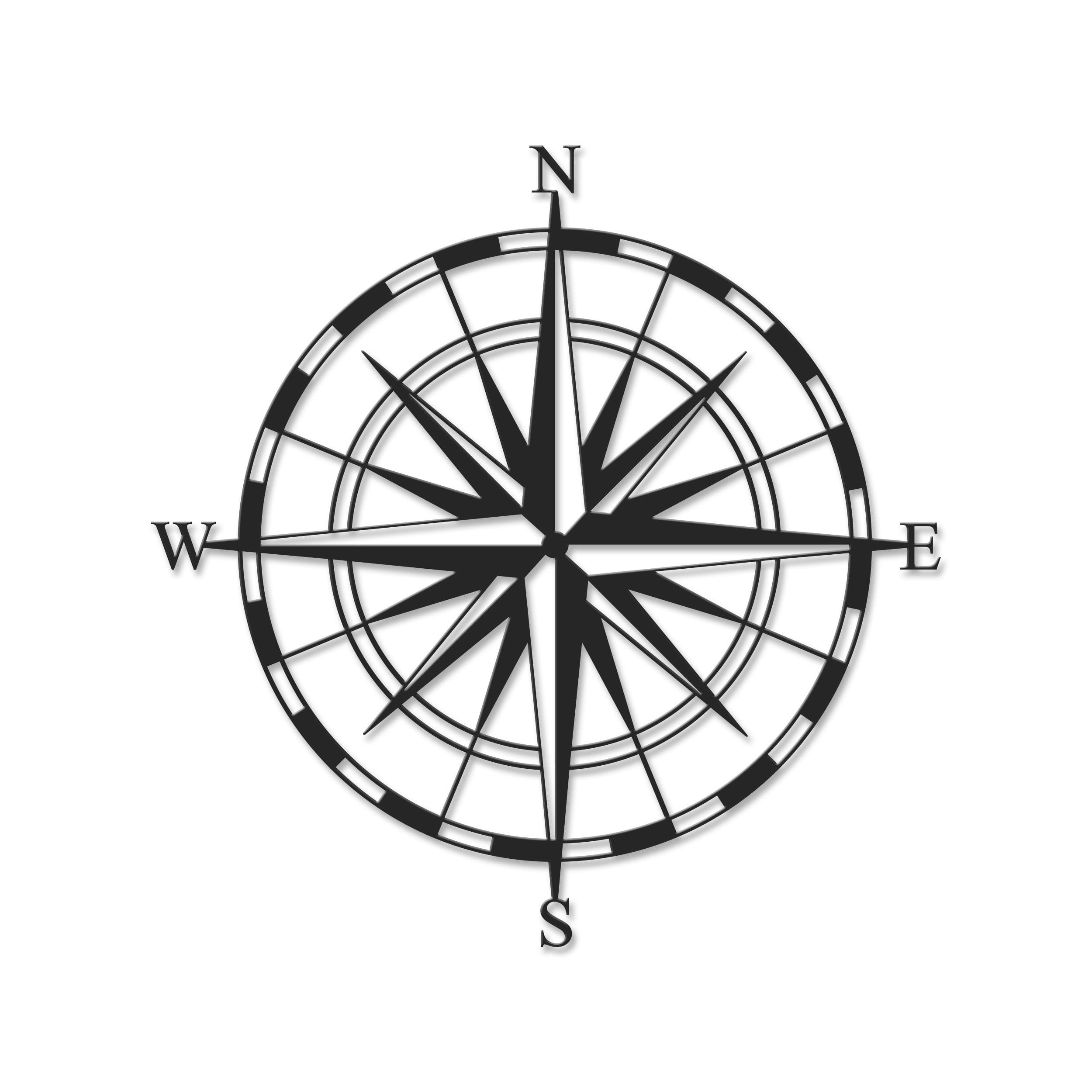 Decortie Compass Wall Art Metal Decorative Object - Black - Black - Image 3