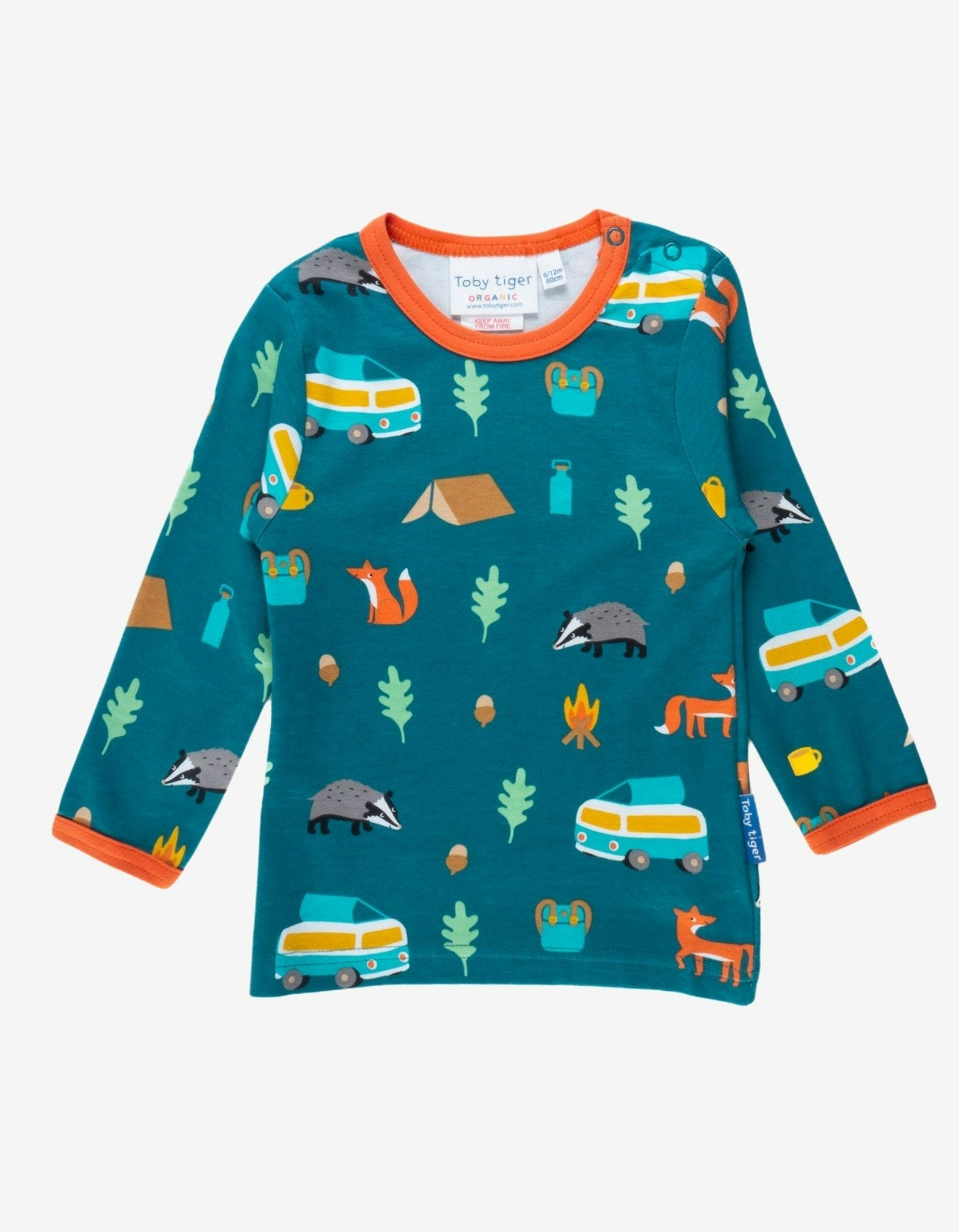 Toby Tiger Organic Campervan Print Long-Sleeved T-Shirt - 4-5Y / 110Cm