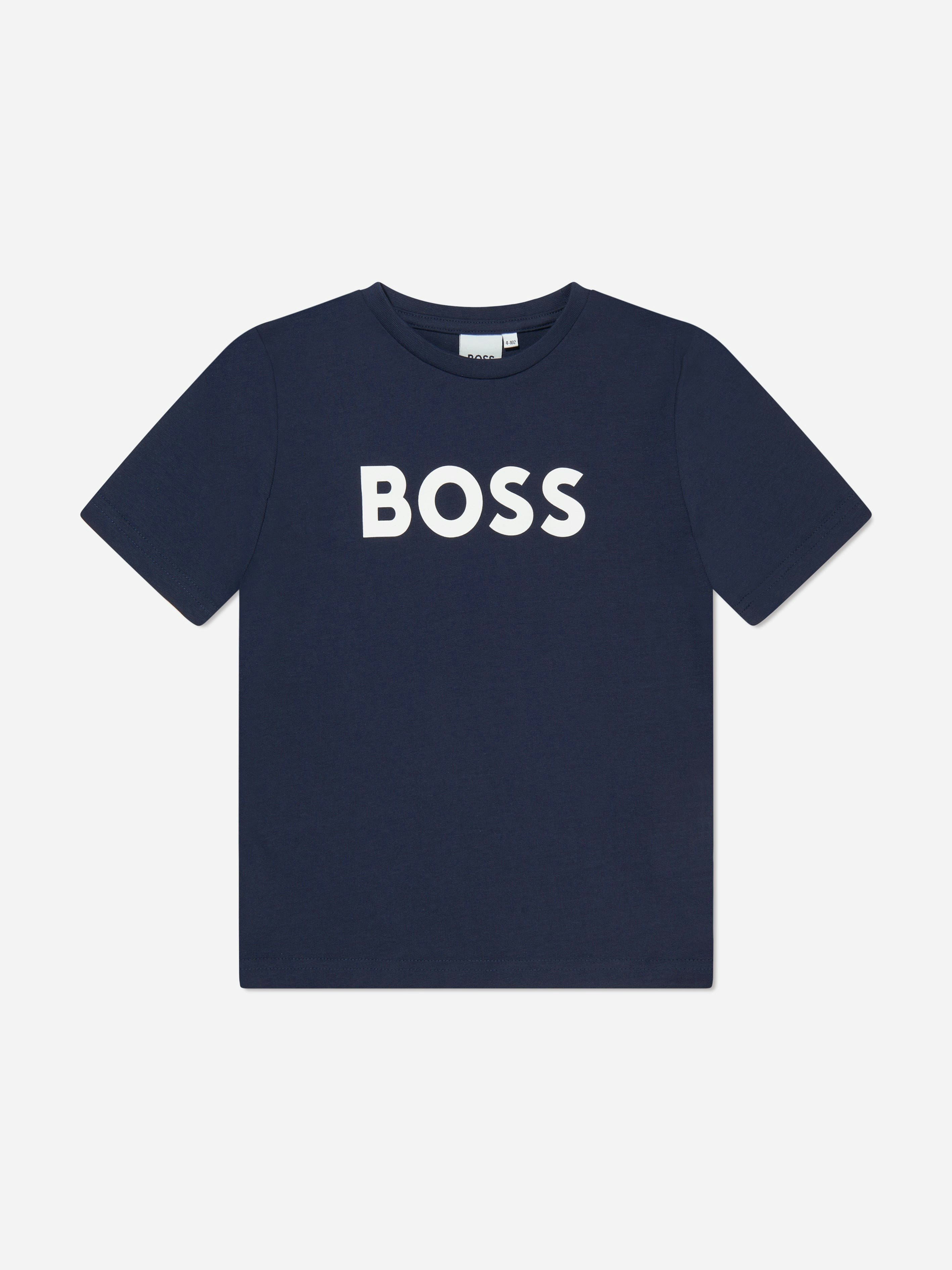 Boss Boys Blue Logo T-Shirt In Navy - 6 Yrs