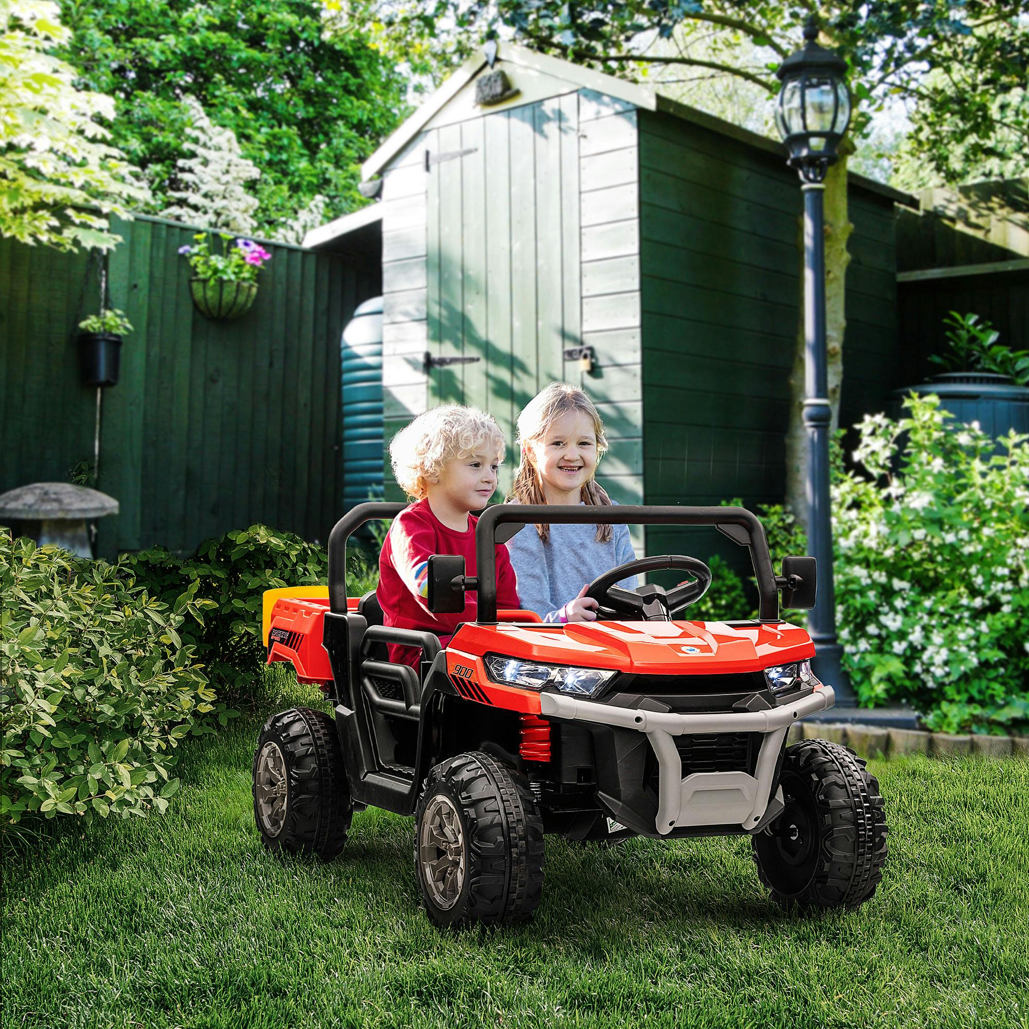 Homcom Red 12V 2 Seater Kids Electric Ride-On Car W/ Electric Bucket