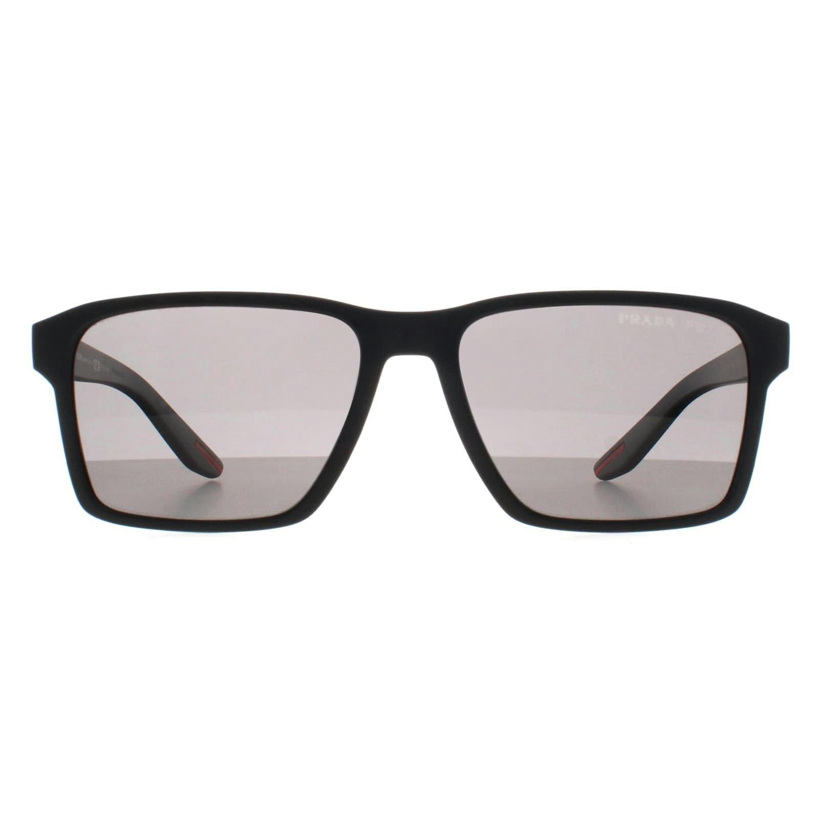 Prada Linea Rossa Men's Black/Grey Ps 05Ys Dg002g Man Sunglasses Injected Squared Polarized - Image 5
