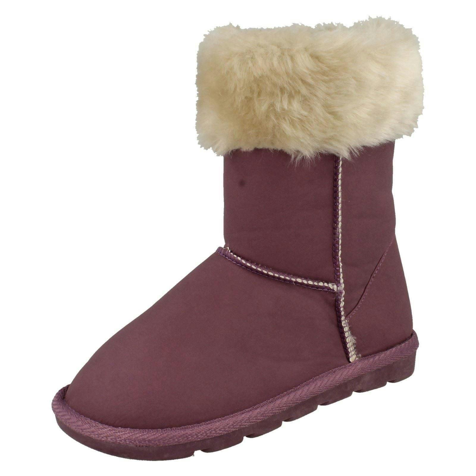 Spot On Girls Purple Faux Fur Trim Casual Boots - Uk 6 Infant