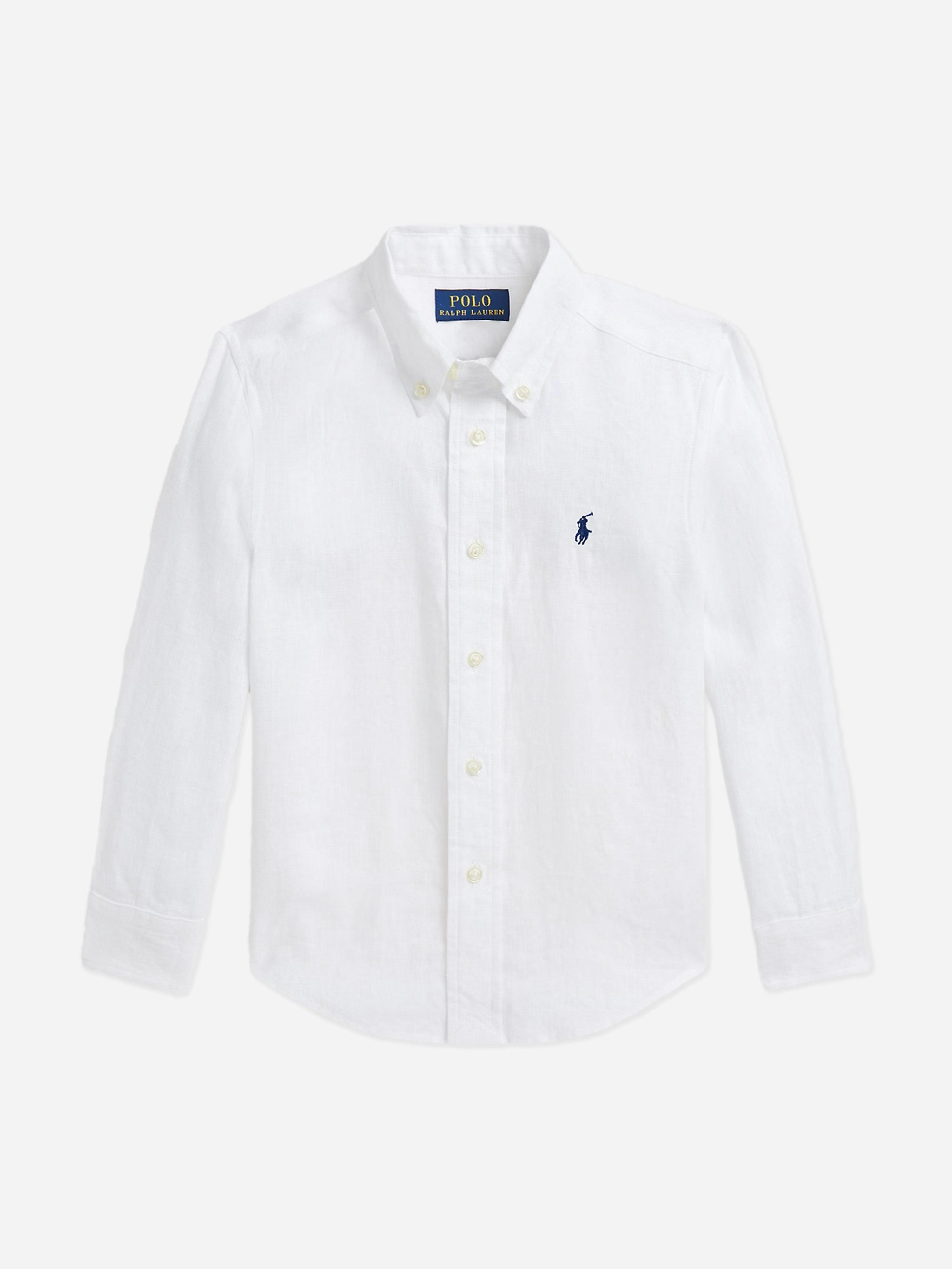 Ralph Lauren Kids Boys White Ralph Lauren Linen Shirt In - 8 Yrs (S)