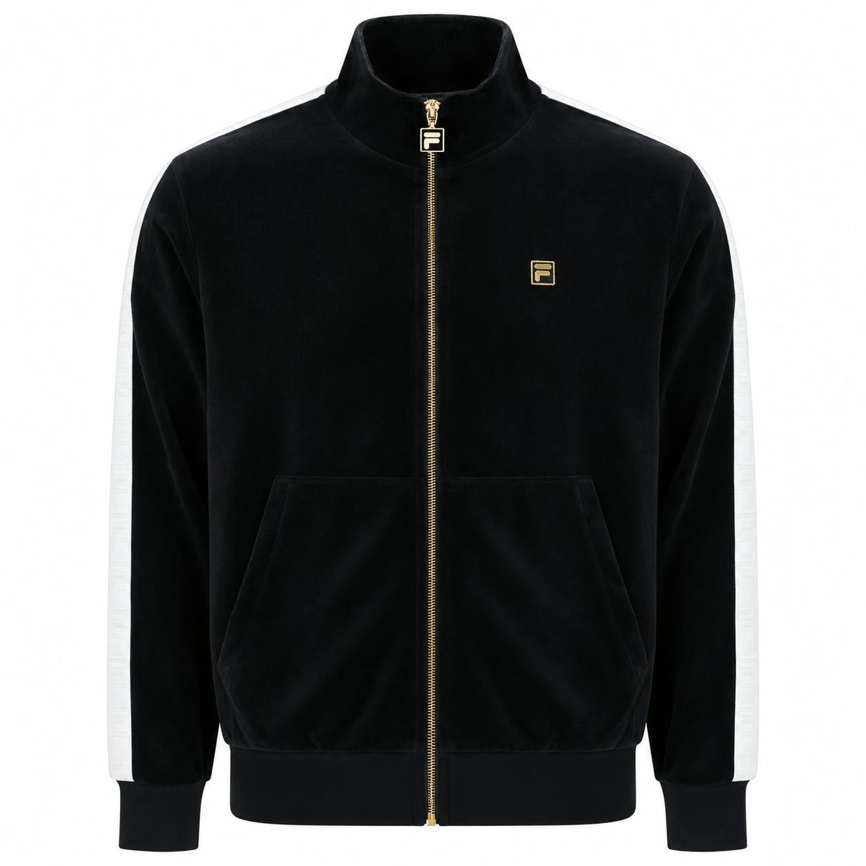 Fila Gold Bosco Velour Track Top Jacket for Men in Black, Size L - Image 2
