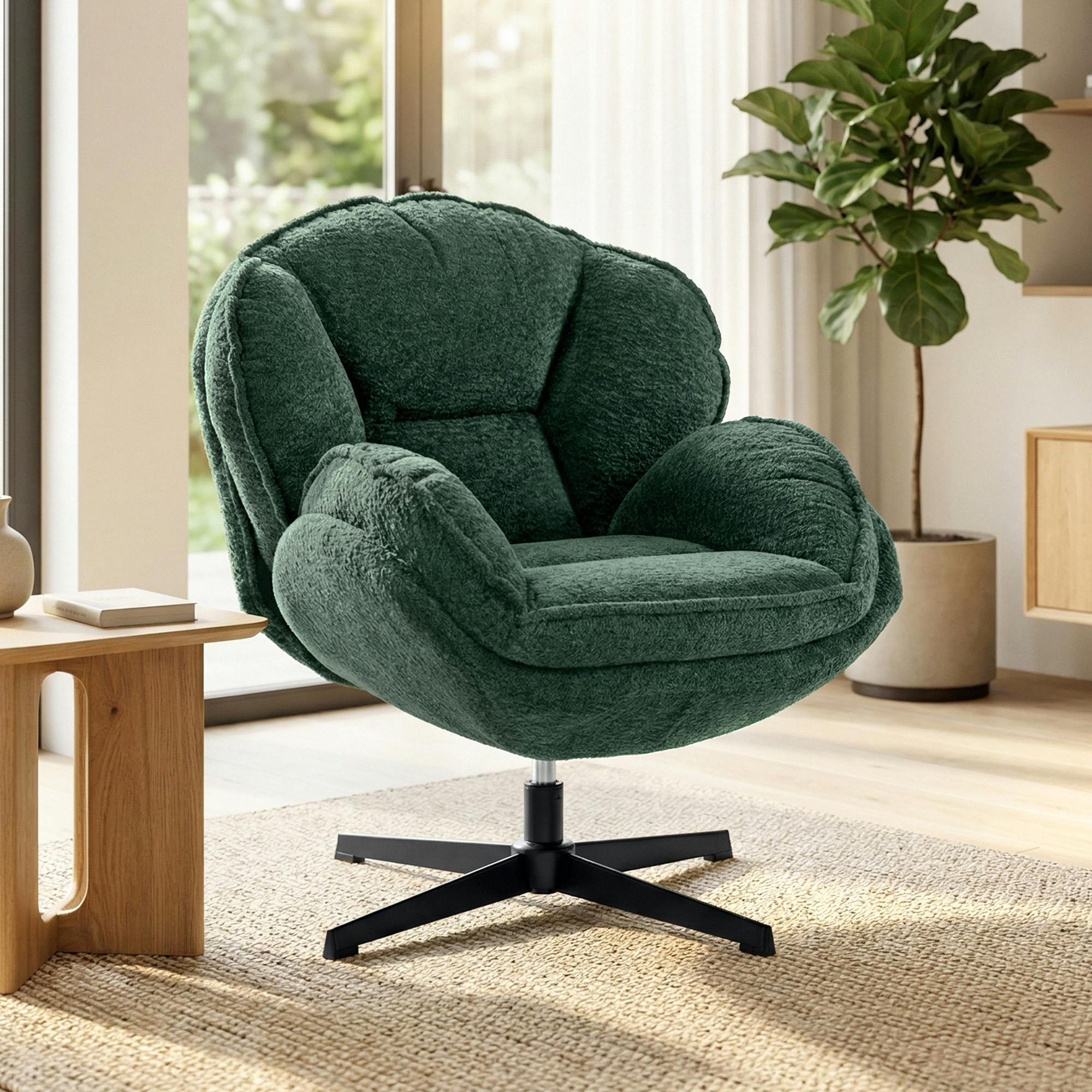 Rackhams Dark/Green Accent Chair With Swivel For Living Room