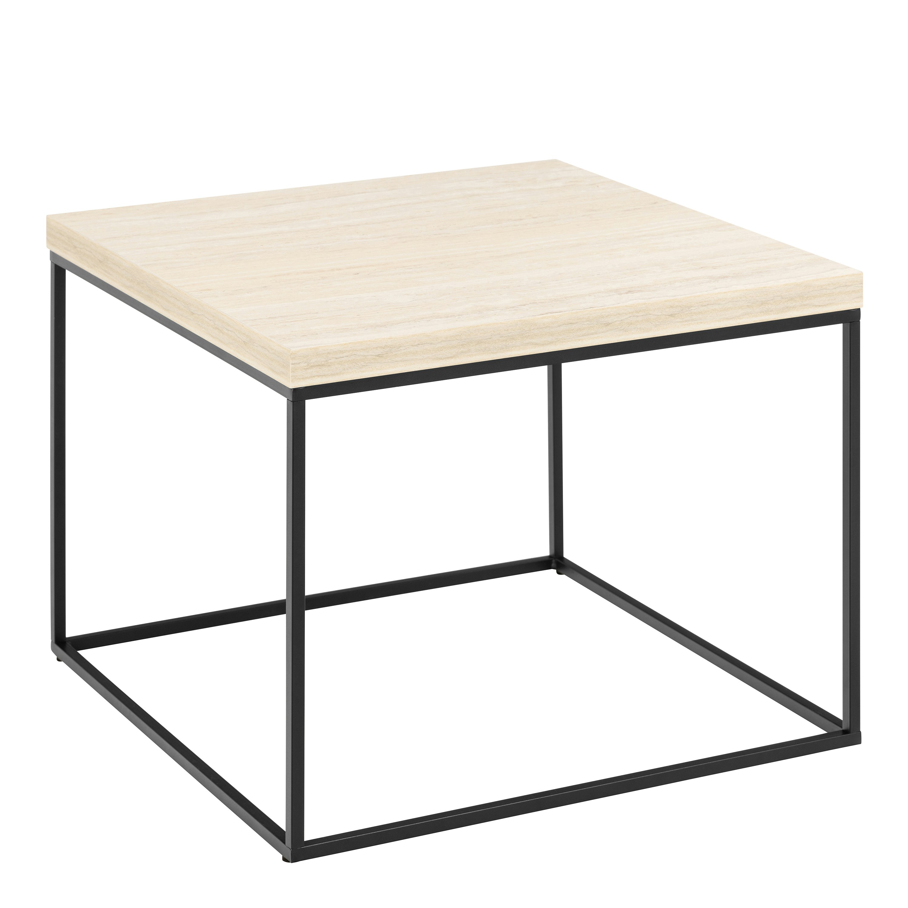 Rackhams Light/Black Barossa Coffee Table With Oak Top & Steel Base 60Cm - 1 - Beige