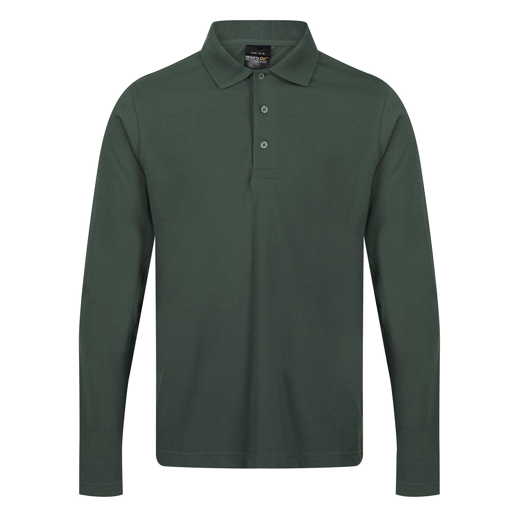 Regatta Men's Dark/Green Professional Long-Sleeved Polo Shirt - Xs - 65% Polyester/35% Cotton