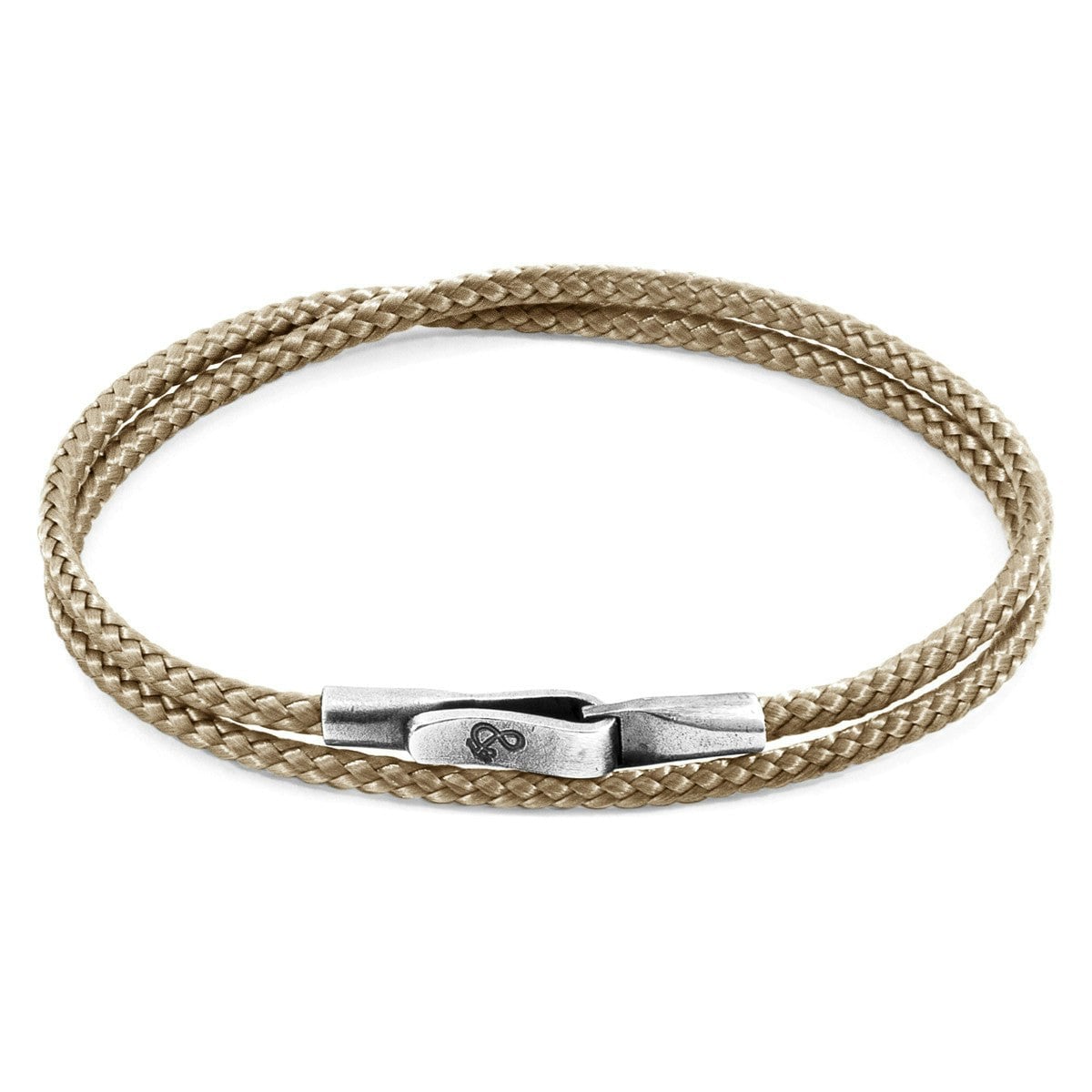 Anchor & Crew Brown/Silver Sand Liverpool And Rope Bracelet - S - 19Cm