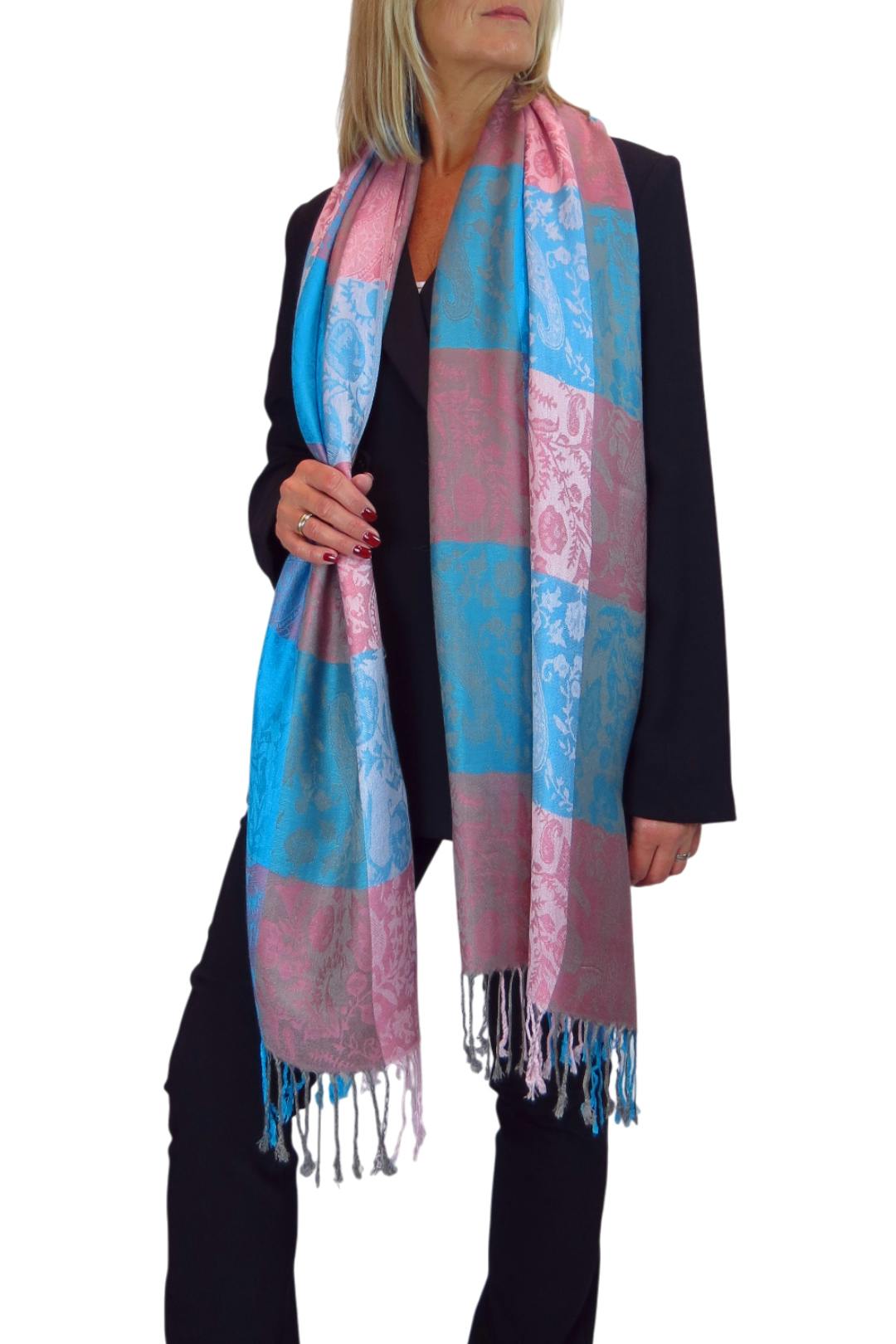 Paulo Due Turquoise Paisley Design Pashmina-Style Scarf