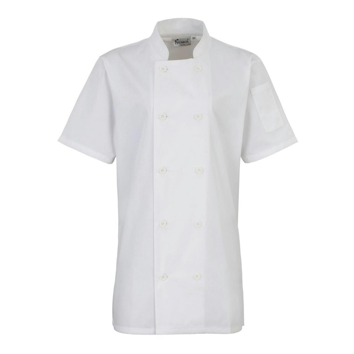 Premier (L, White) Womens/Ladies Short-Sleeved Chef Jacket - Image 2