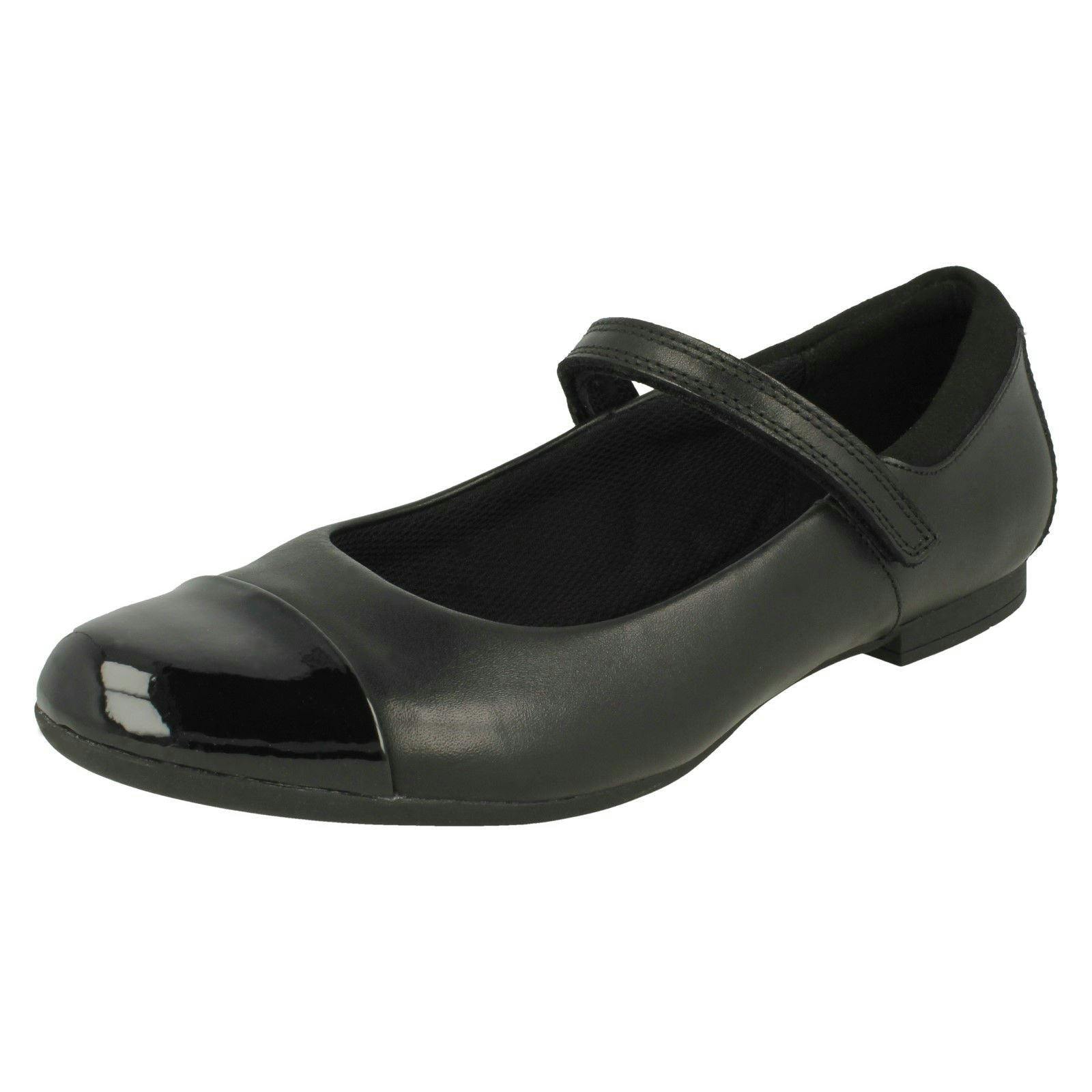 Clarks Girls Black Mary Jane Style School Shoes Scala Gem Y - Leather - Uk 7.5 Child - G
