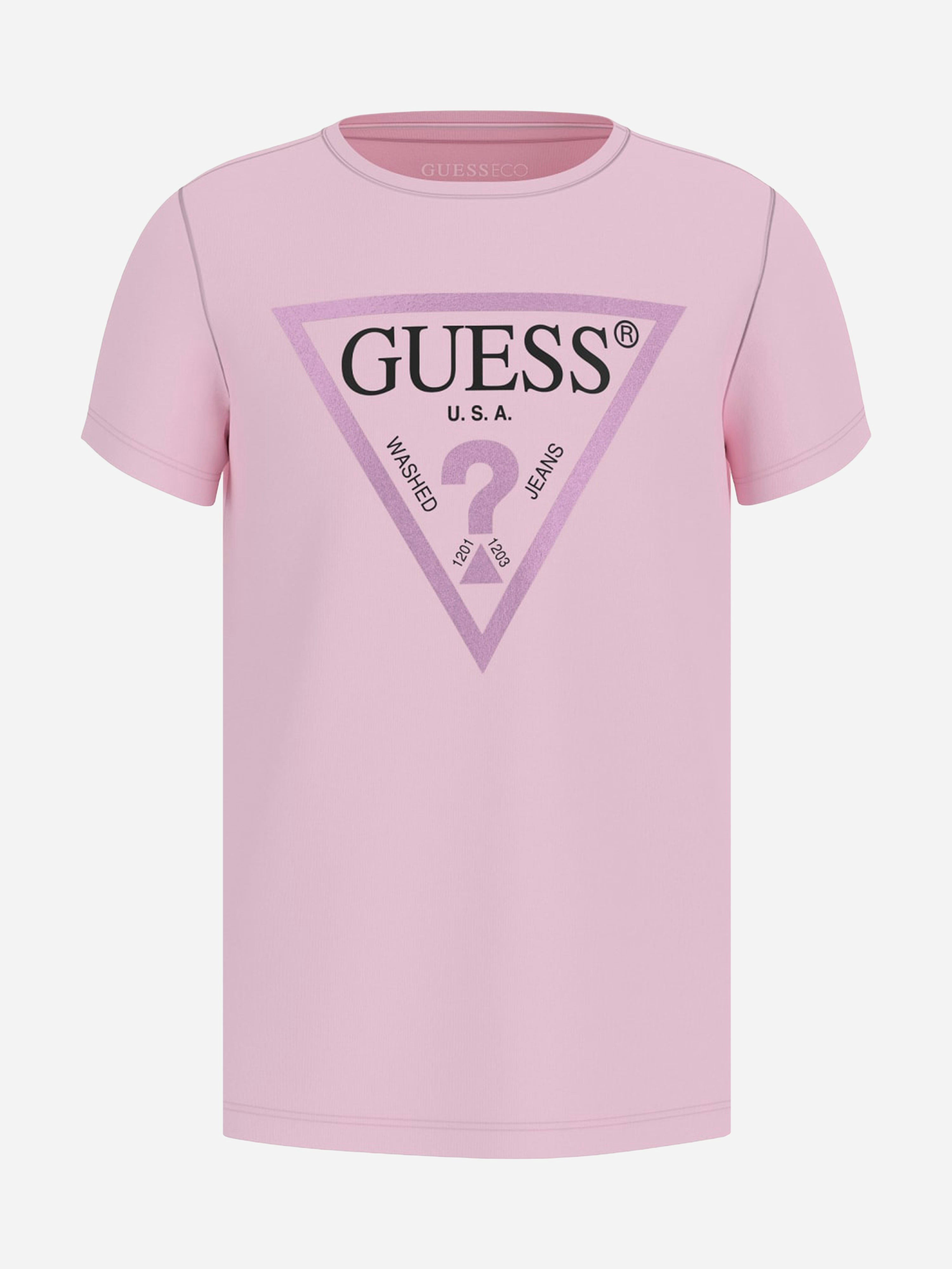 Guess Girls Pink Logo T-Shirt In - 16 Yrs