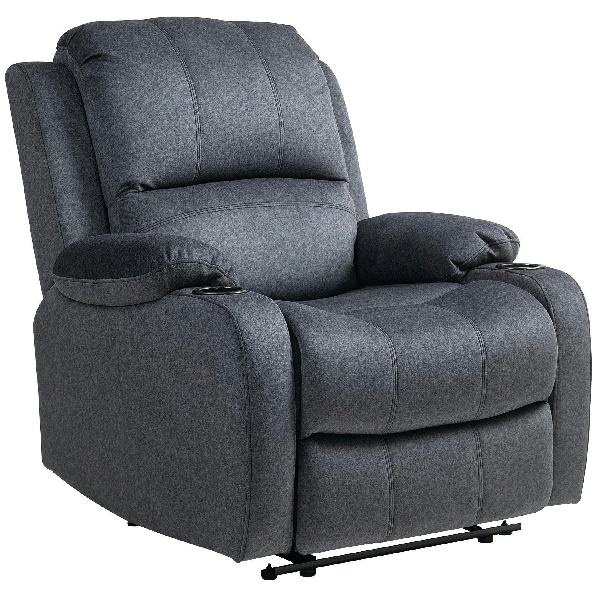 Homcom Recliner Armchair For Living Room, Recliner Chair With Cup Holder Black - Image 5