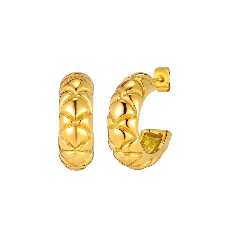 Elk & Bloom Gold Chunky 14K Engraved Huggie Hoops - No Thank You