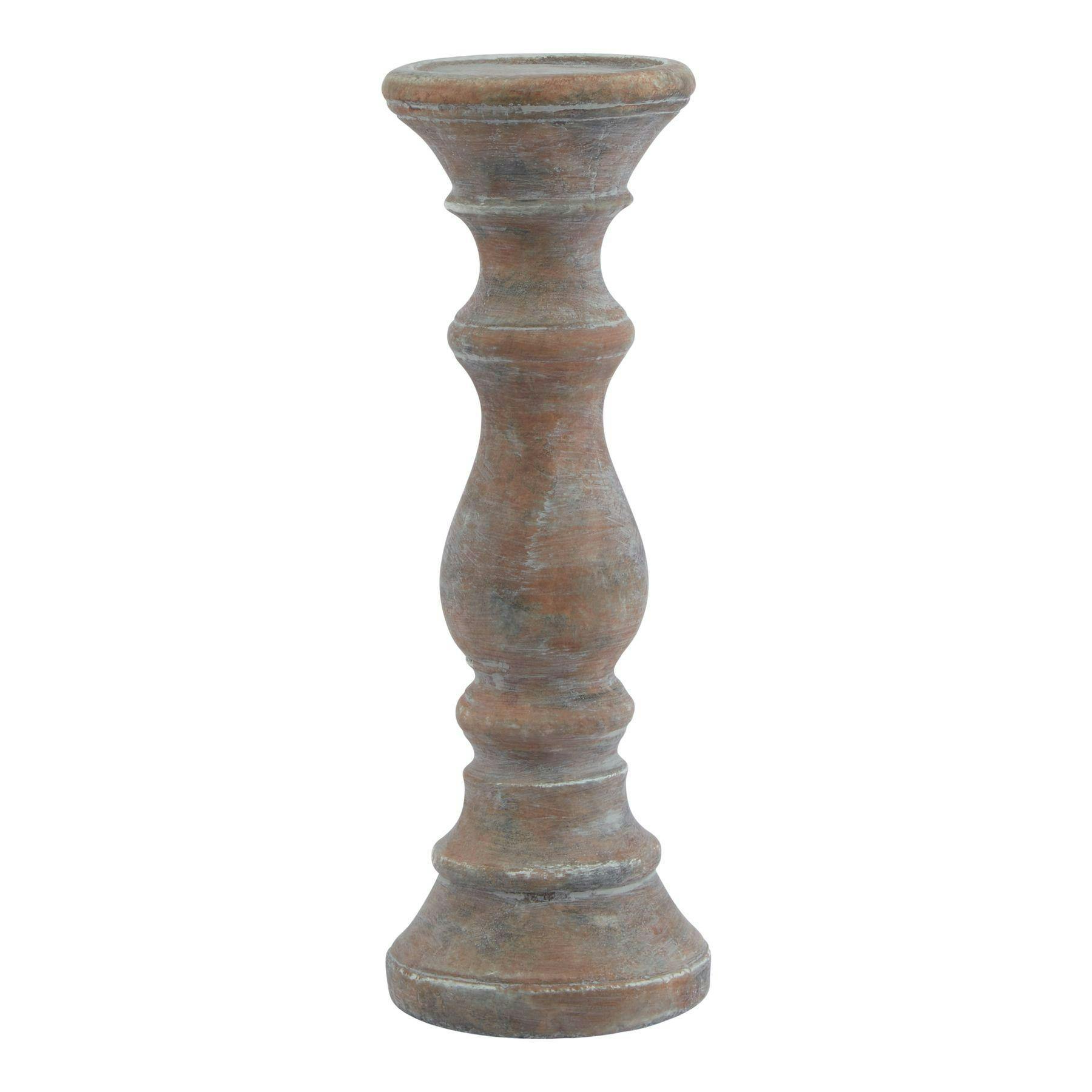 Hill Interiors Brown Siena Column Candle Holder - 30Cm X 11Cm X 11Cm - 100% Mixed