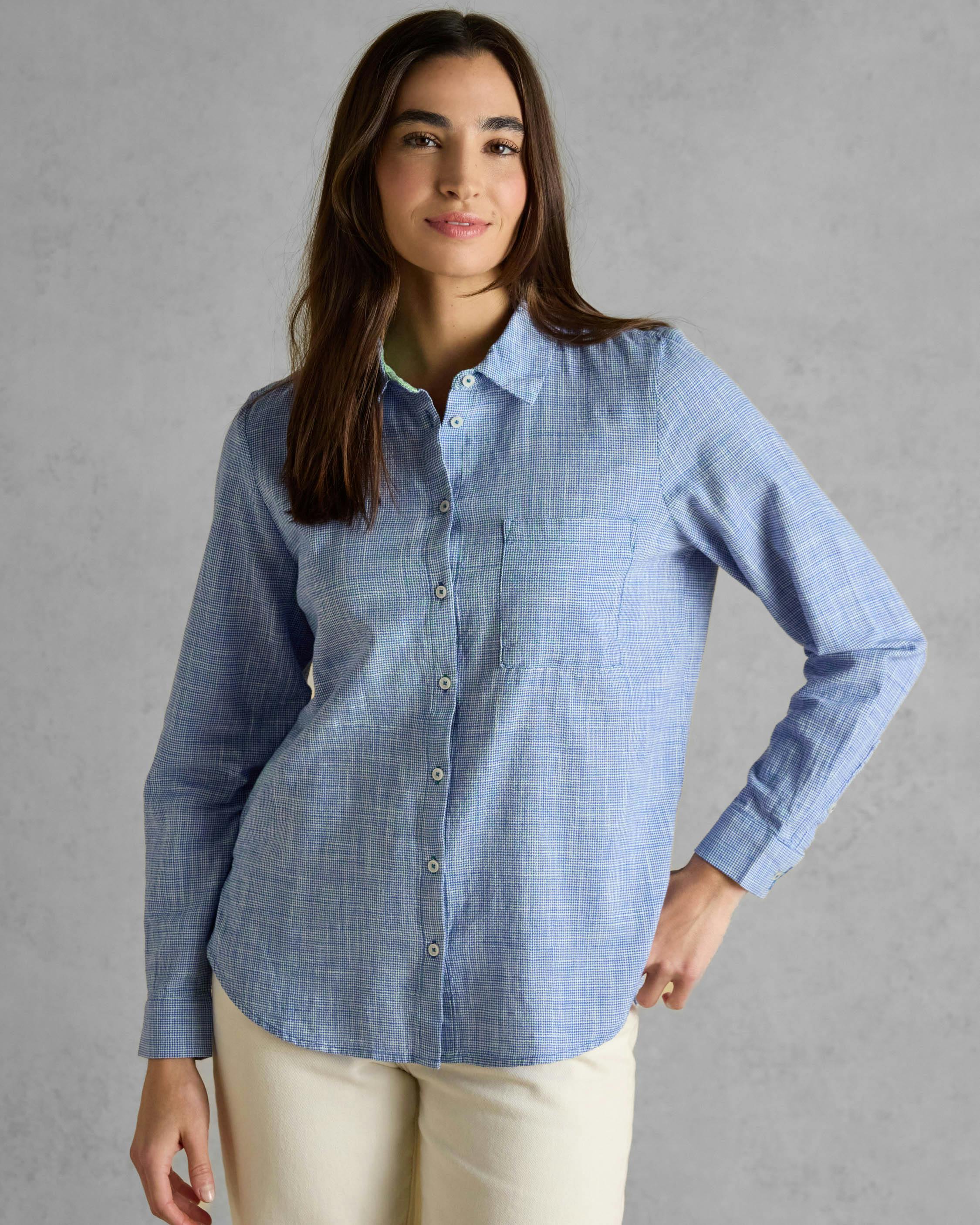 Cho Women's Blue Joules Ida Long Sleeve Shirt - Uk12 Eu40 Us8