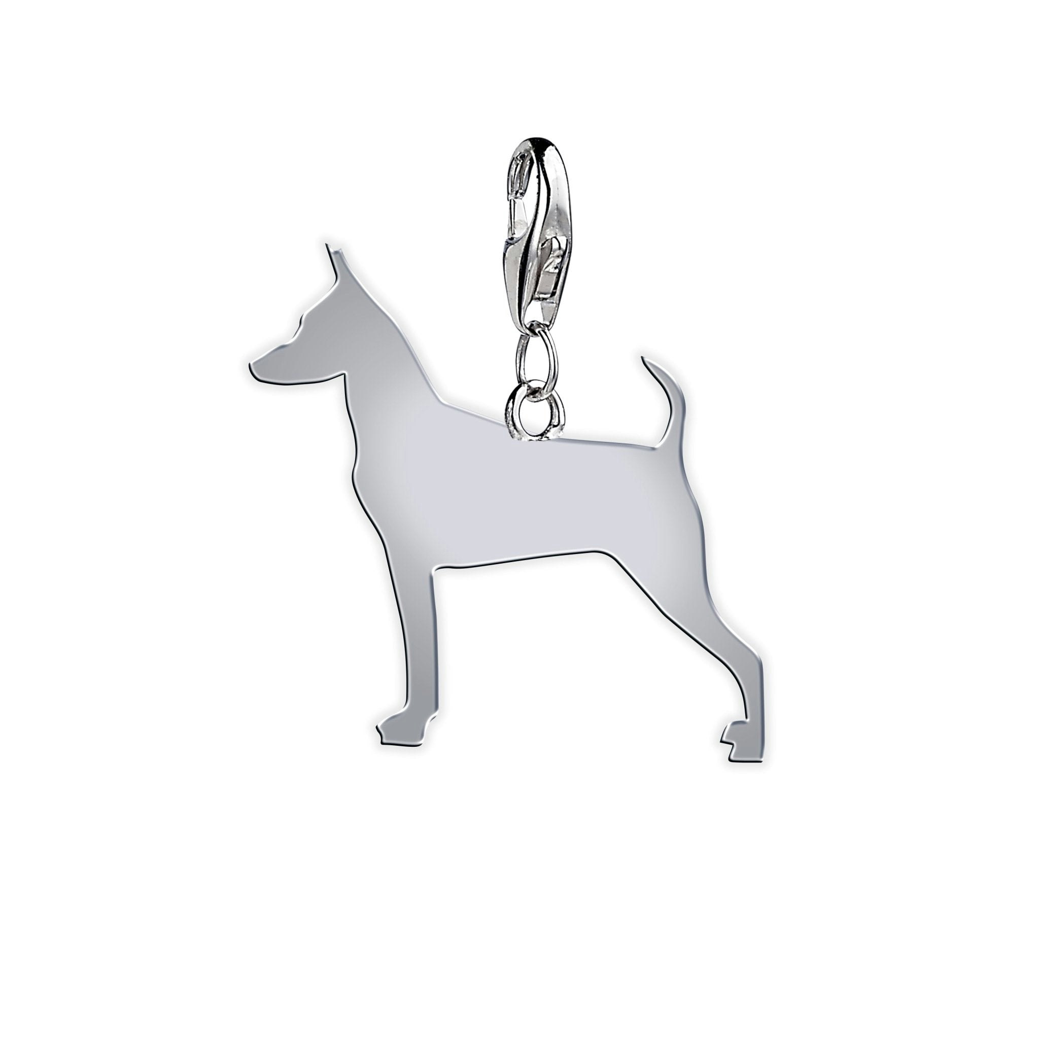 Mylee London Silver Miniature Pinscher Silhouette Charm - No - Clip On Charm