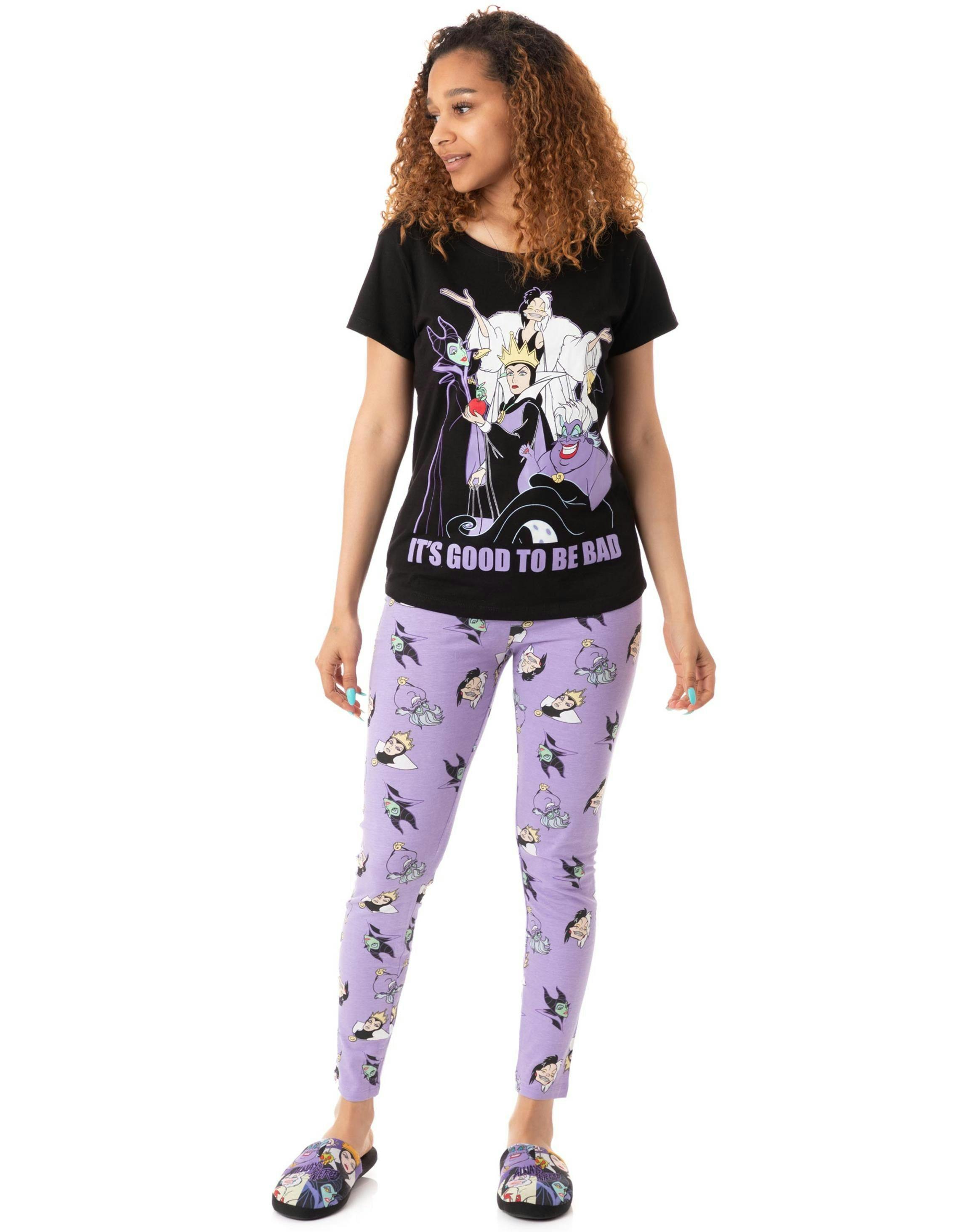 Vanilla Underground Women's Black Disney Villains It's Good To Be Bad Short Sleeve Long Leg Pyjama Set - Small