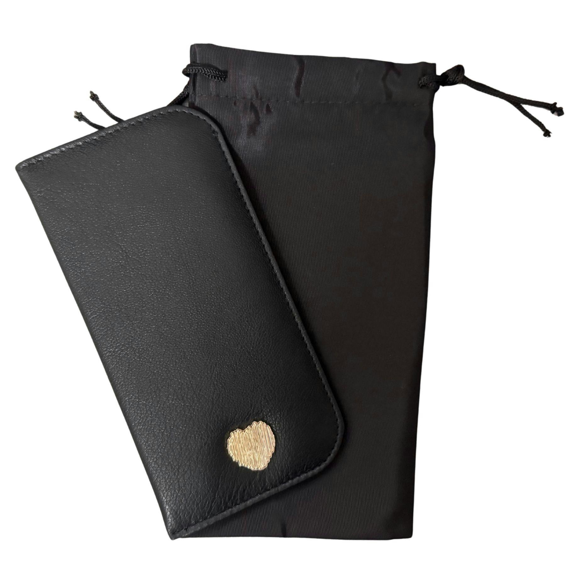Love Emvy Black Signature Heart Leather Glasses Case