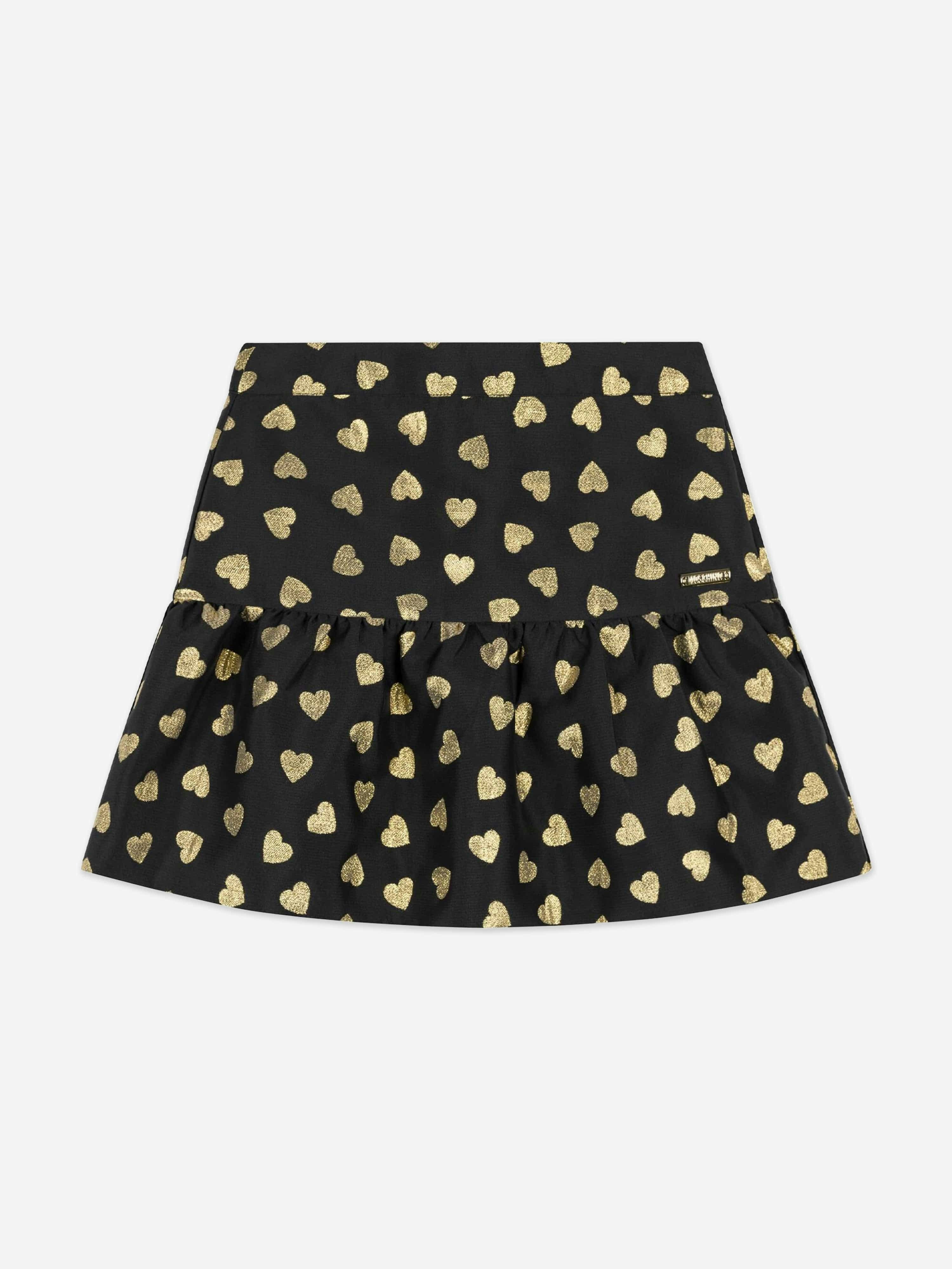 Moschino Kids Girls Black Moschino Hearts Skirt In - 12 Yrs