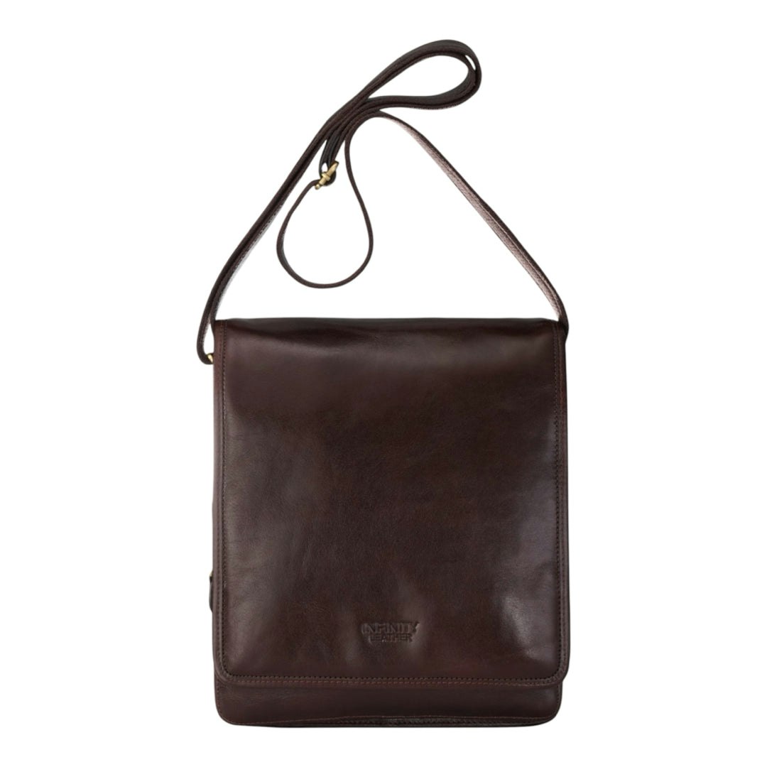 Infinity Leather Brown Ranger - Genuine Leather Crossbody Messenger Bag