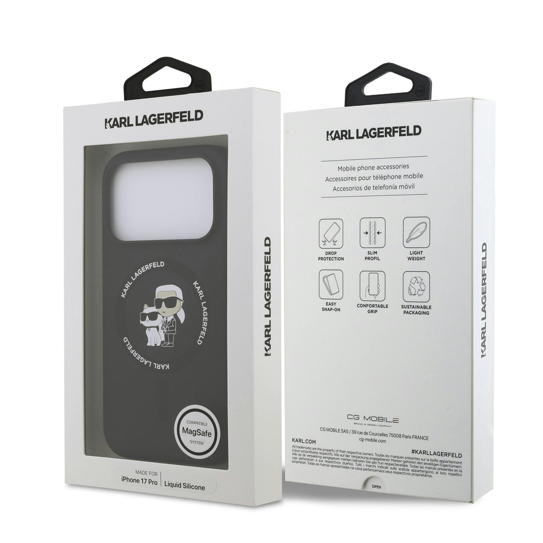 Karl Lagerfeld Black Liquid Silicone Karl And Choupette With Magsafe Case For Iphone 17 Pro 6.3" - Klhmp17lscmkcrhk
